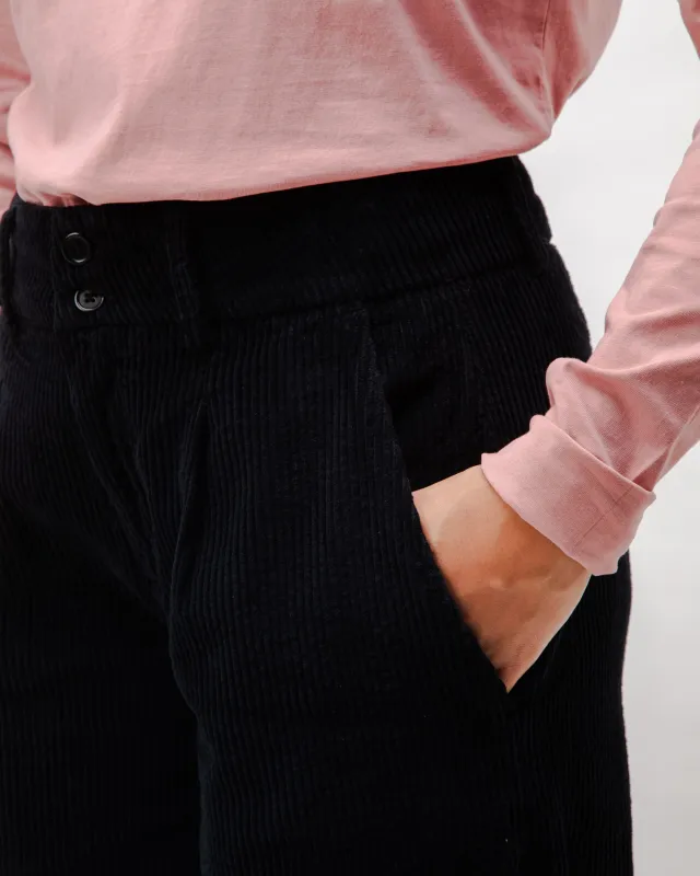 Corduroy Pleated Pants Black sold by Brava Fabrics