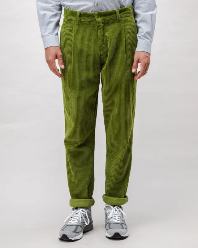 Corduroy Pleated Chino Pants Green sold by Brava Fabrics