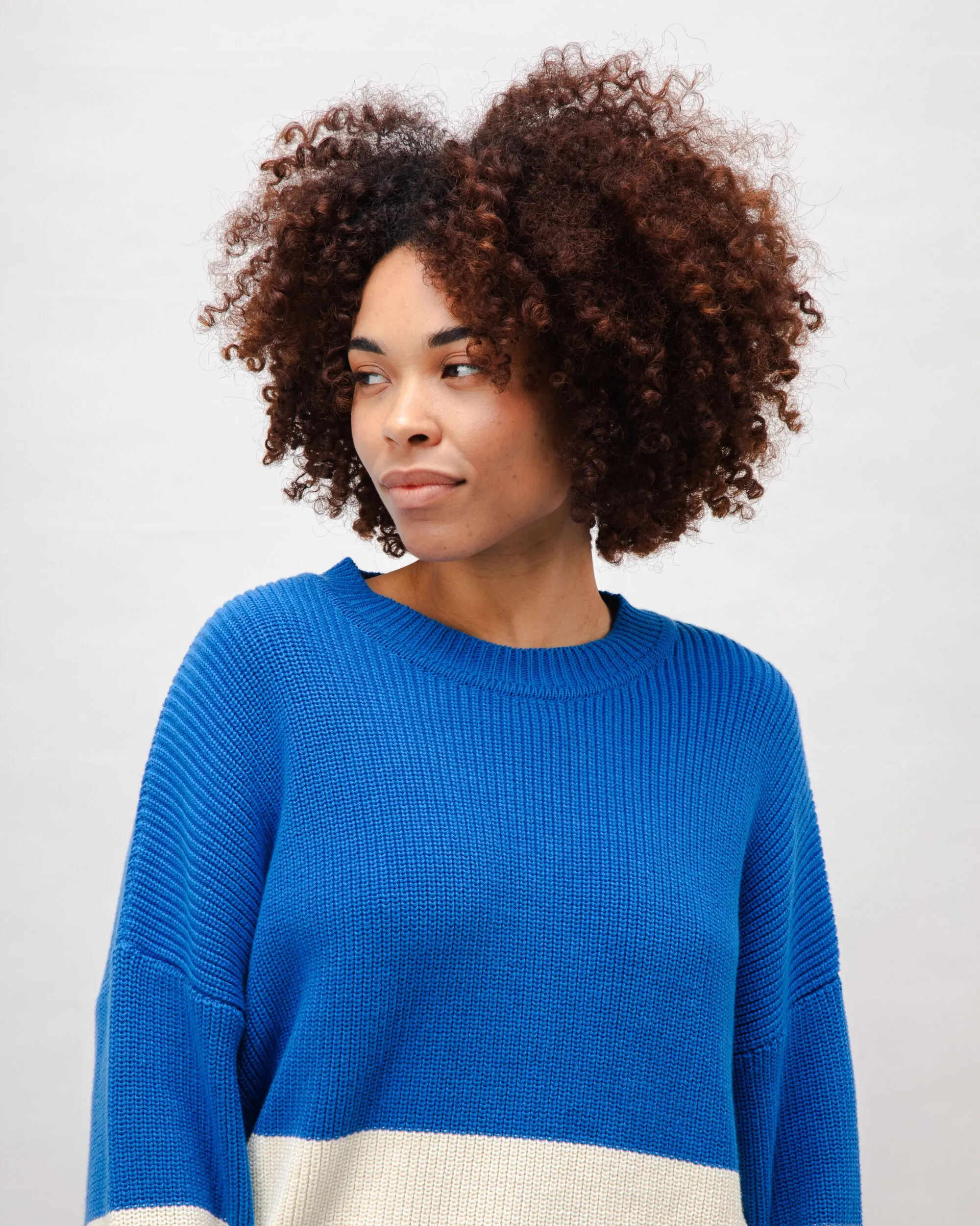 Bicolor Cotton Sweater Blue sold by Brava Fabrics