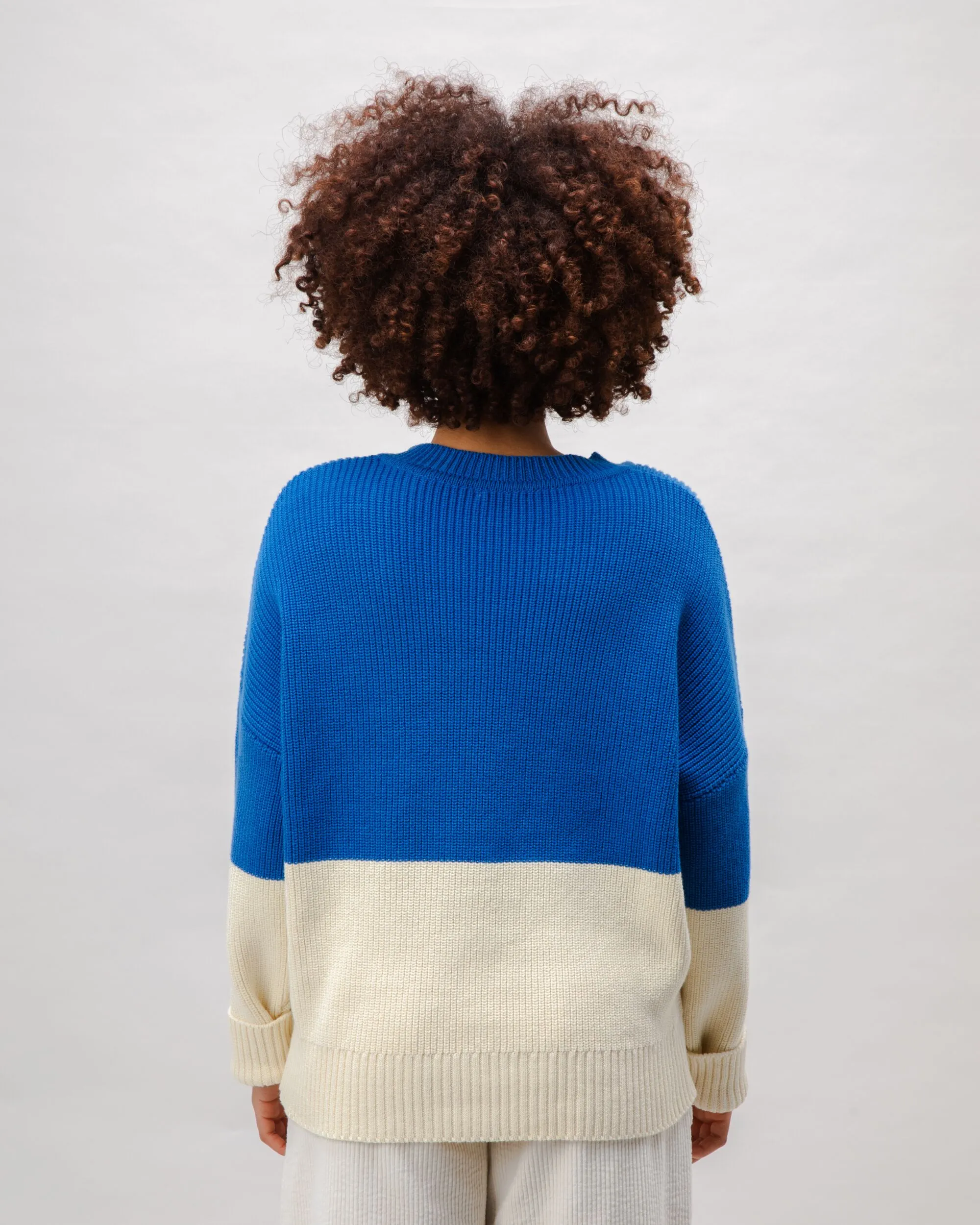 Bicolor Cotton Sweater Blue sold by Brava Fabrics product image thumbnail 5