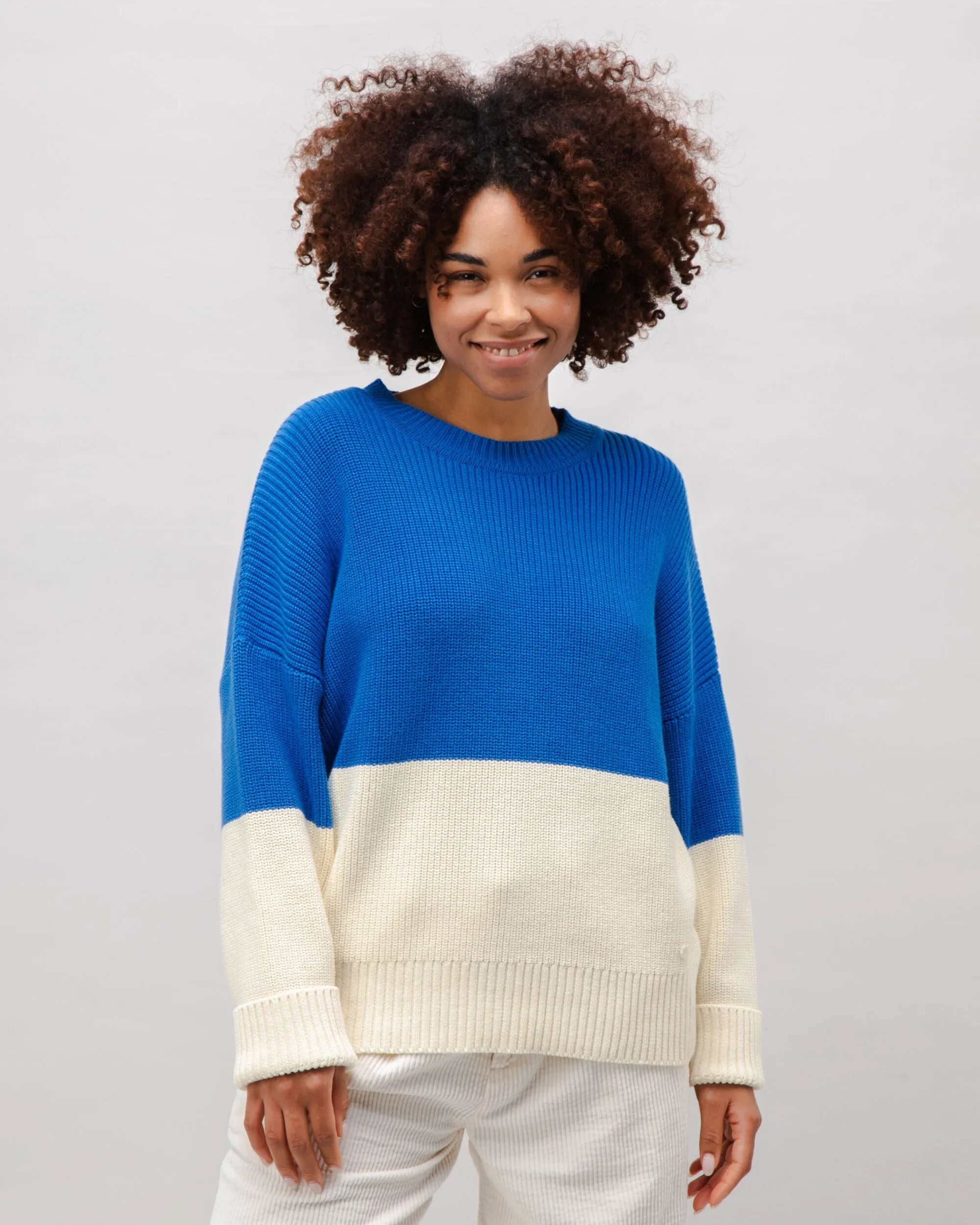 Bicolor Cotton Sweater Blue sold by Brava Fabrics product image thumbnail 2