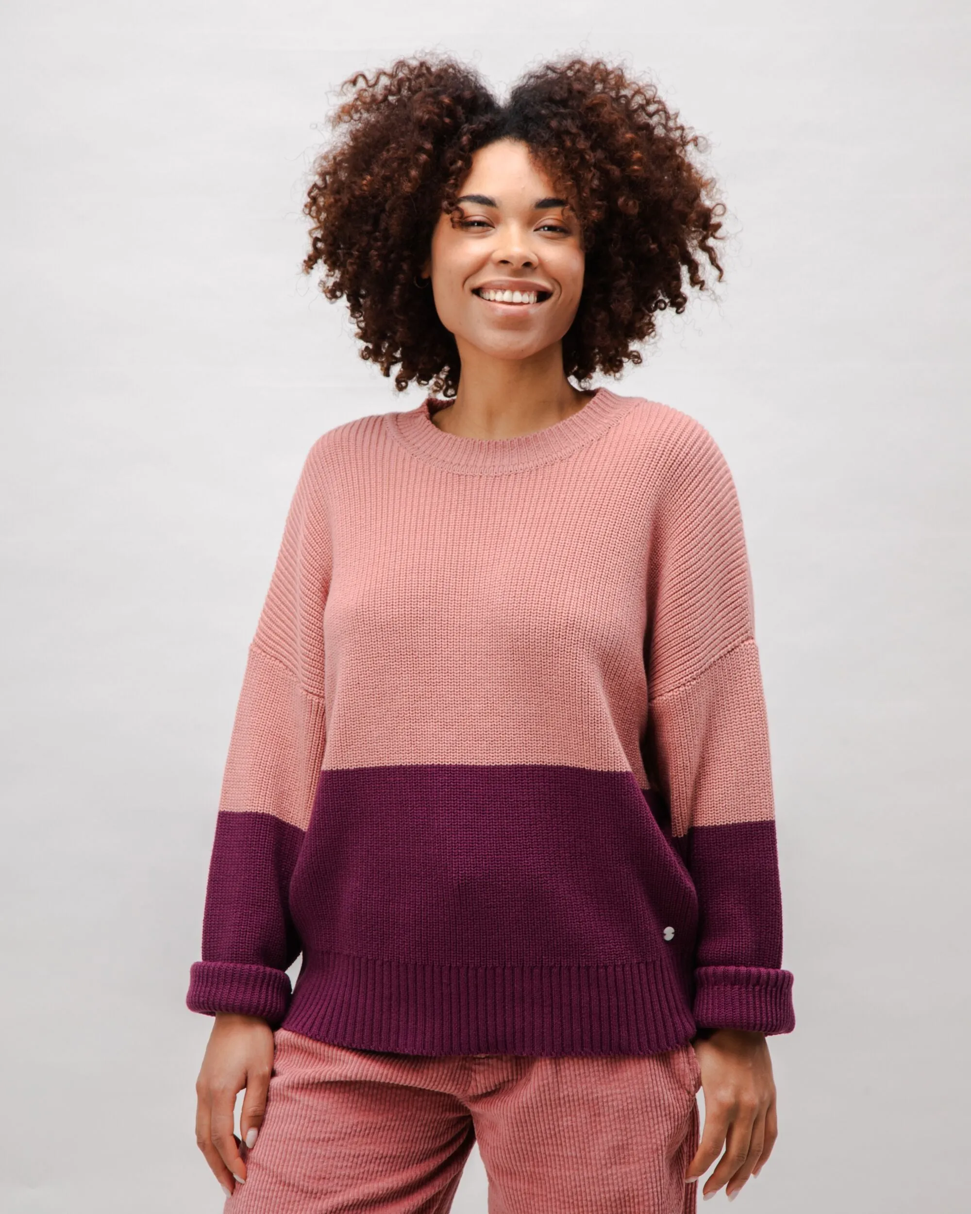 Bicolor Cotton Sweater Rose sold by Brava Fabrics