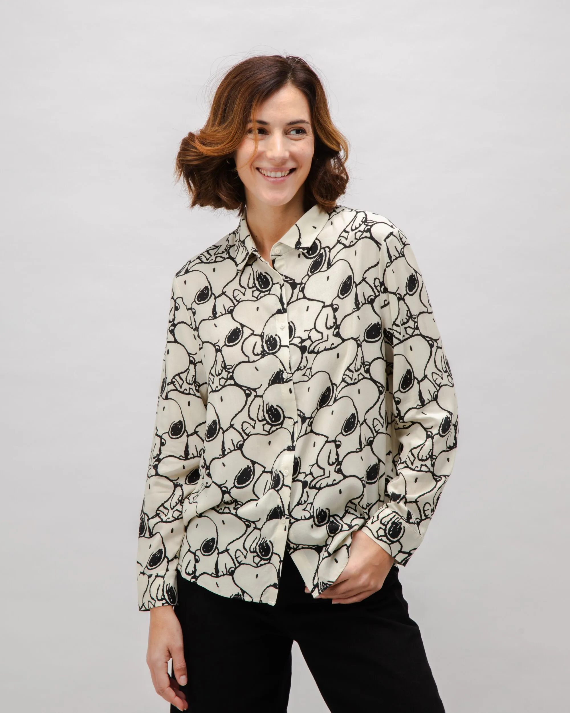 Peanuts B&W Viscose Blouse Ecru sold by Brava Fabrics product image thumbnail 2