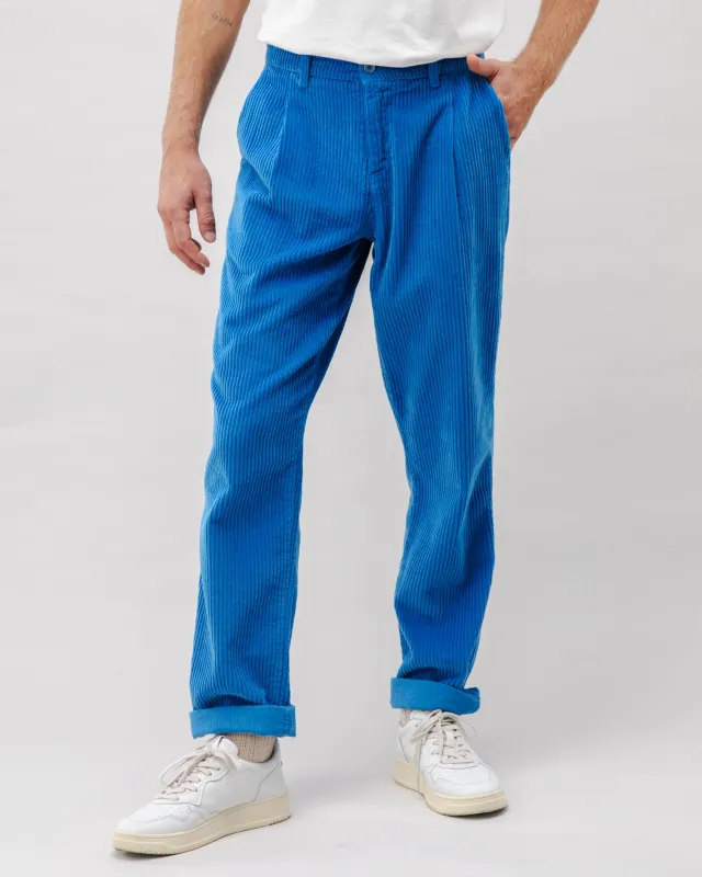 Corduroy Pleated Chino Pants Blue sold by Brava Fabrics