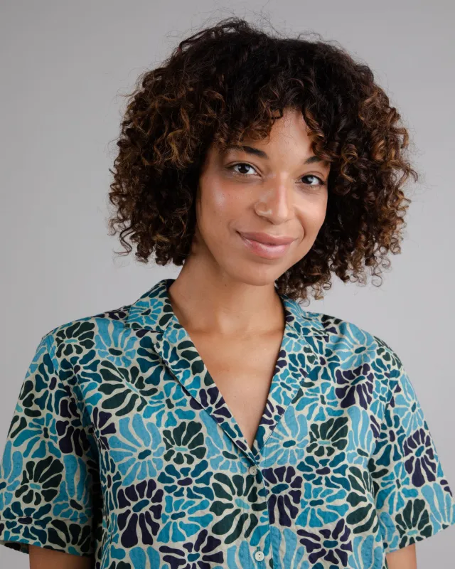 Spring Aloha Blouse Blue sold by Brava Fabrics