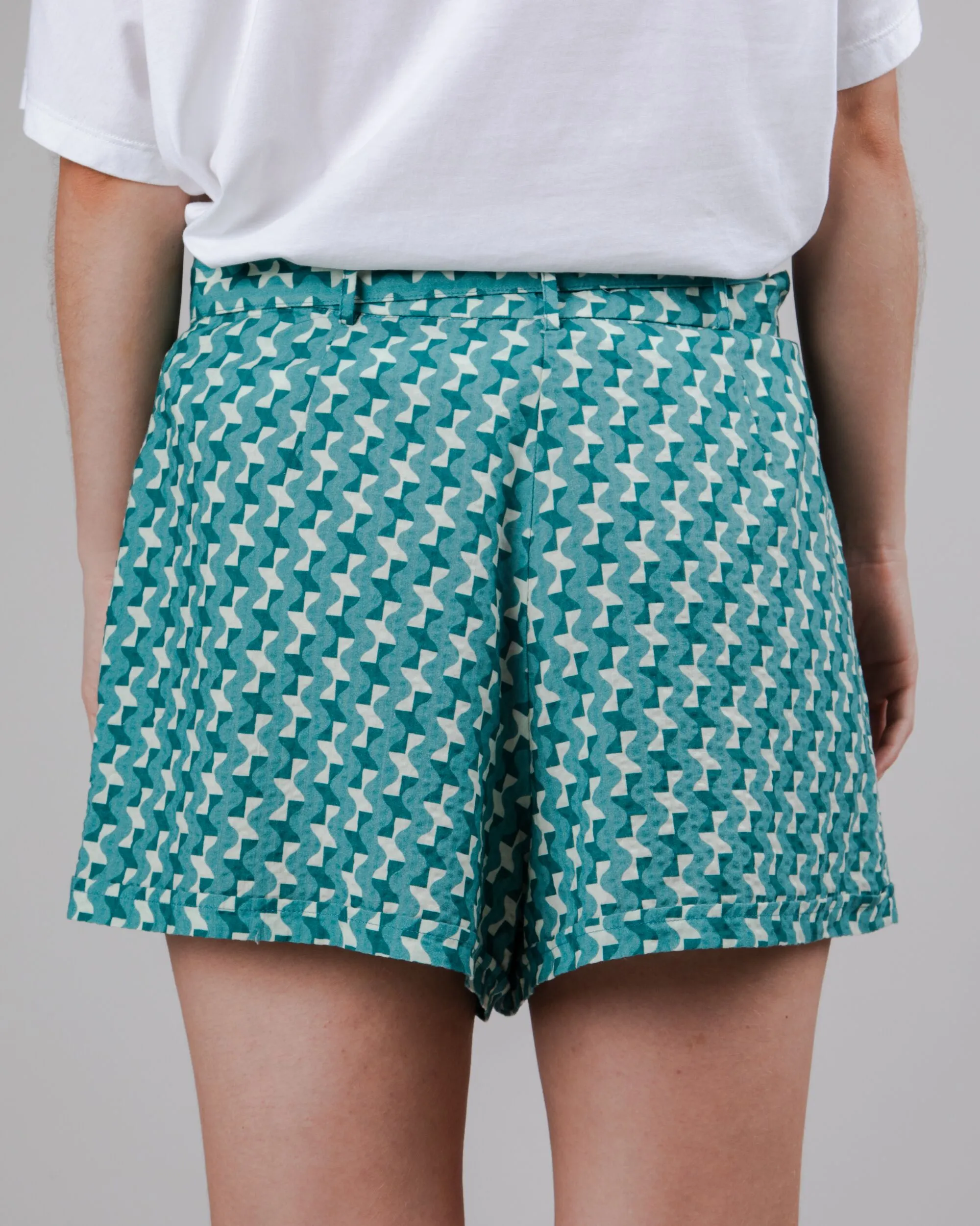 Tiles Belted Cotton Shorts Ocean sold by Brava Fabrics product image thumbnail 4