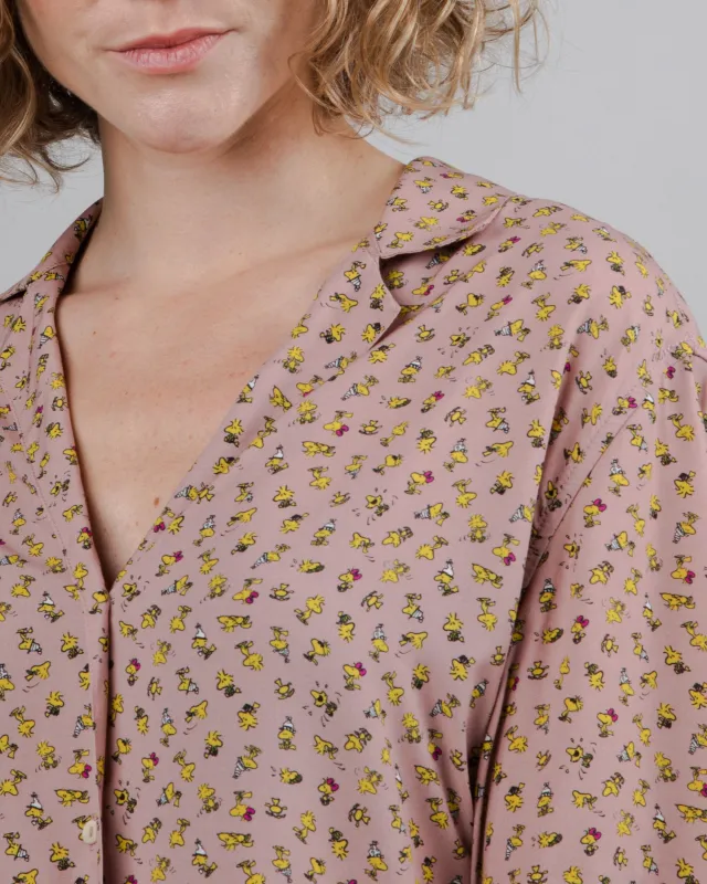 Peanuts Woodstock Aloha Blouse Pink sold by Brava Fabrics