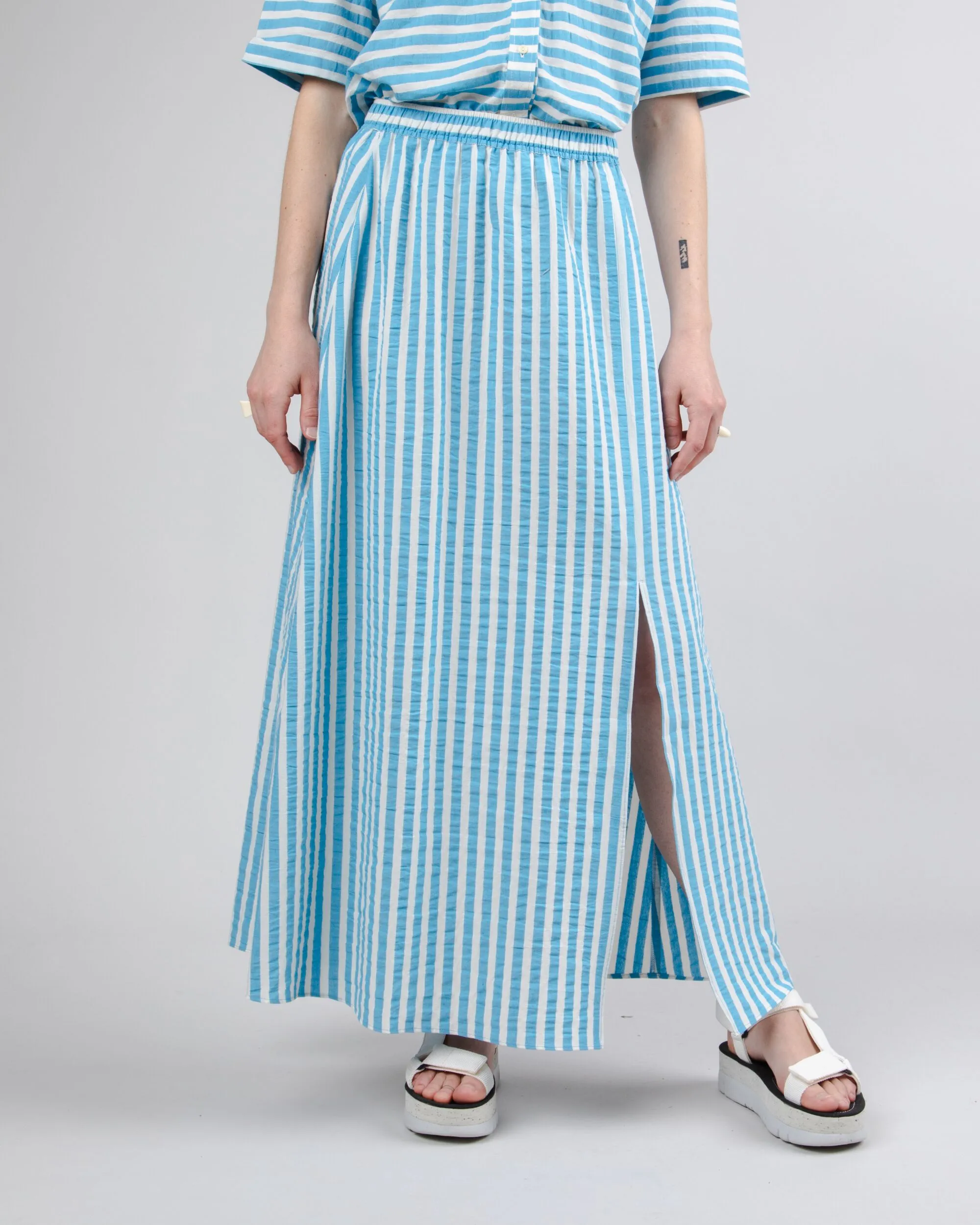 Stripes Long Skirt Blue sold by Brava Fabrics
