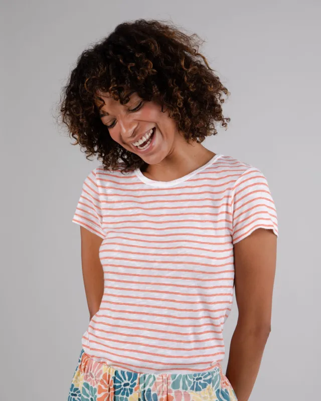 Stripes Tee Coral sold by Brava Fabrics