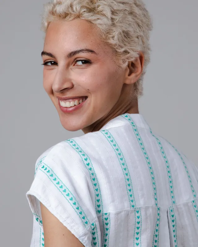 Heart Mao Blouse White sold by Brava Fabrics
