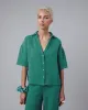 Bubble Cropped Blouse Green sold by Brava Fabrics