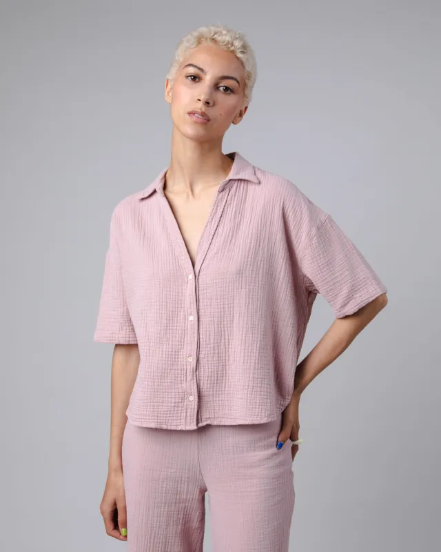 Bubble Cropped Blouse Pink sold by Brava Fabrics