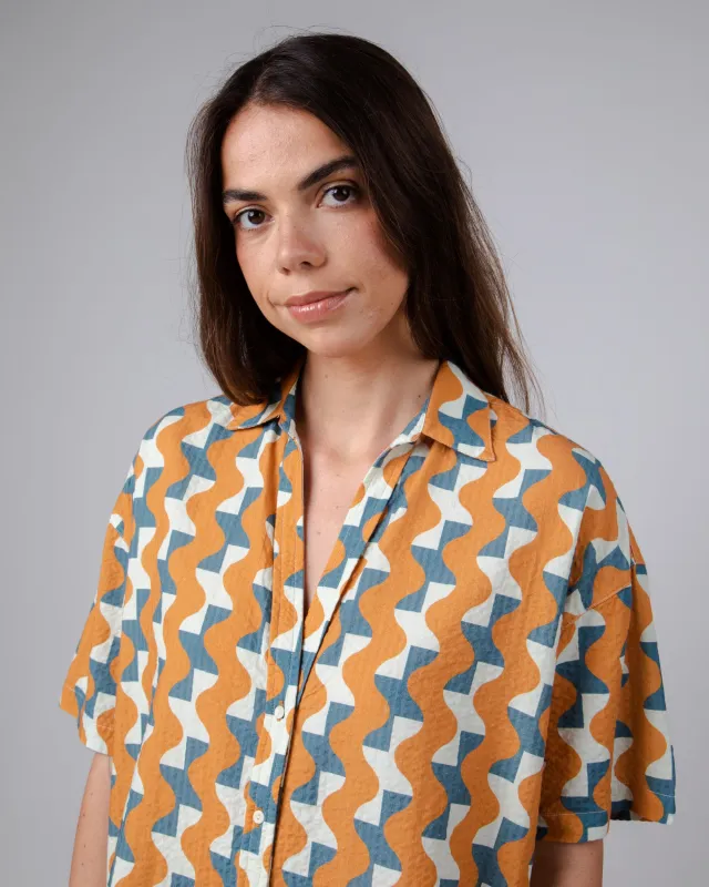 Big Tiles Cropped Blouse Ochre sold by Brava Fabrics