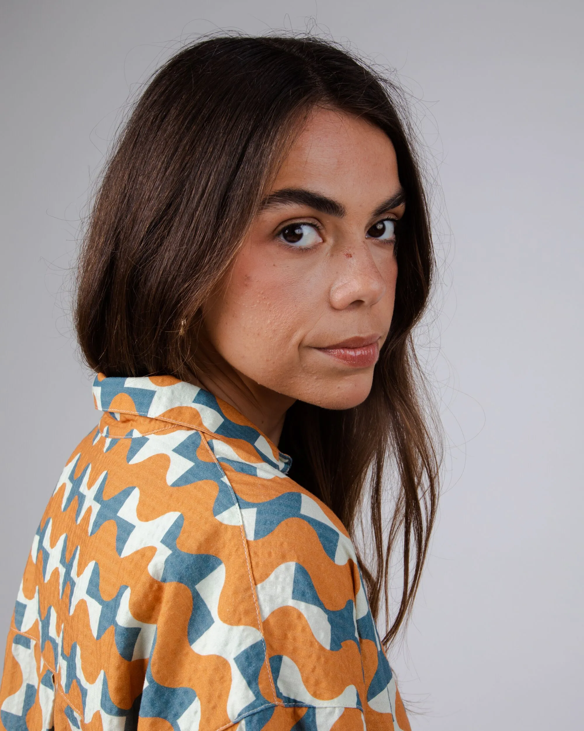 Big Tiles Cropped Blouse Ochre sold by Brava Fabrics product image thumbnail 4