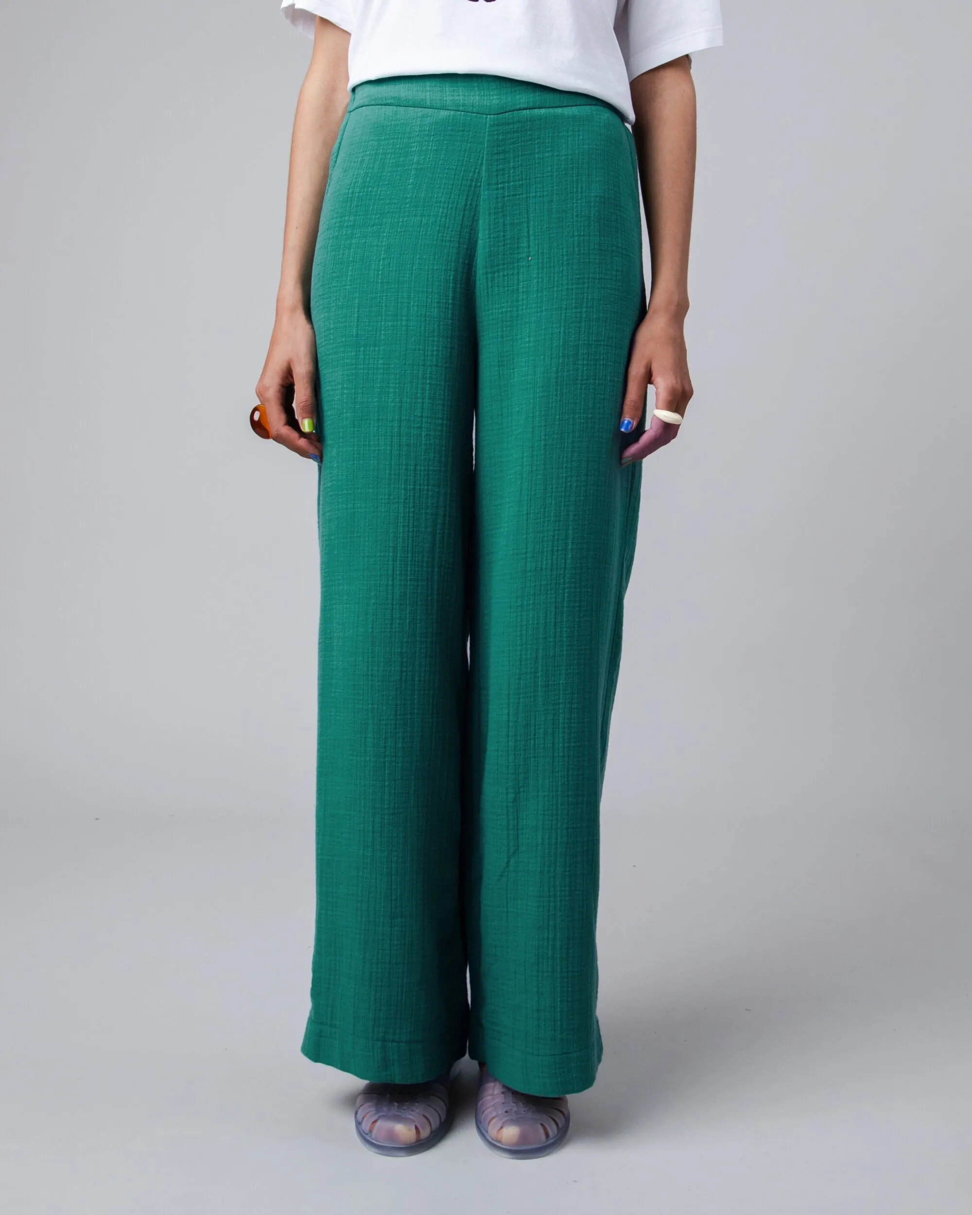 Bubble Wide Leg Pants Green sold by Brava Fabrics