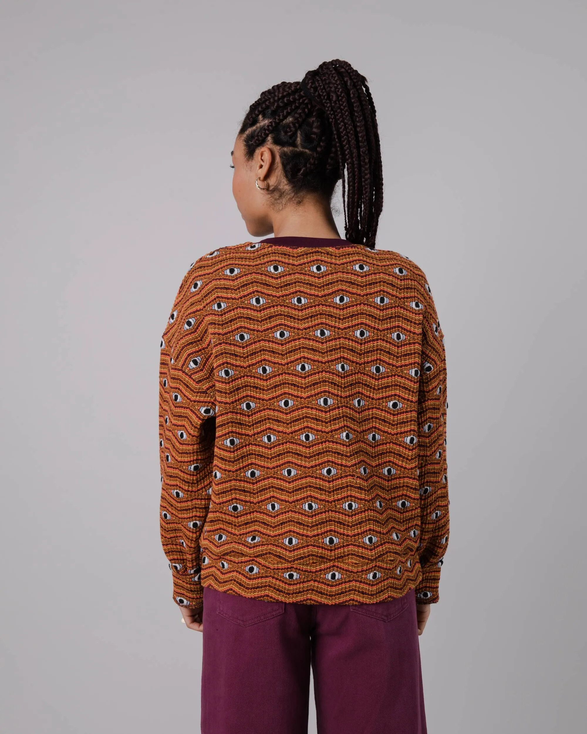 Eyes Jacquard Rounded Sweatshirt Orange sold by Brava Fabrics product image thumbnail 4