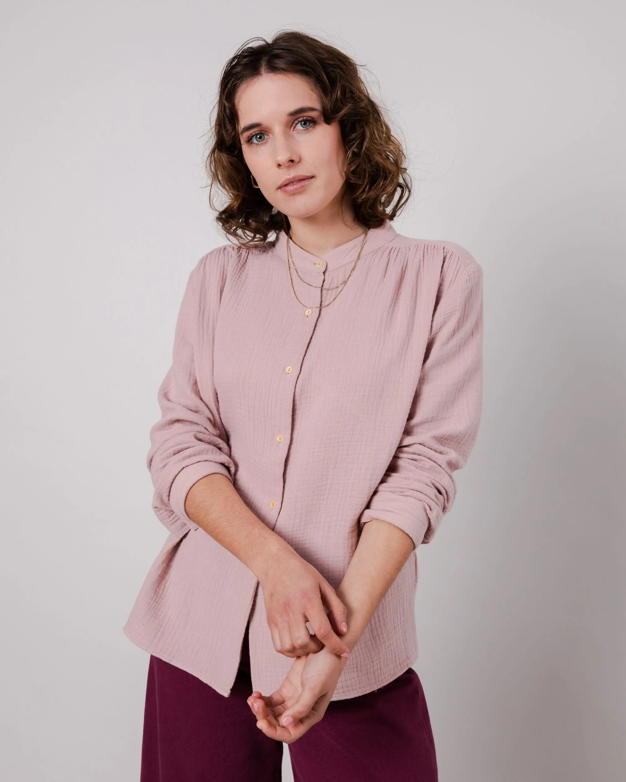 Bubble Mao Blouse Rose sold by Brava Fabrics