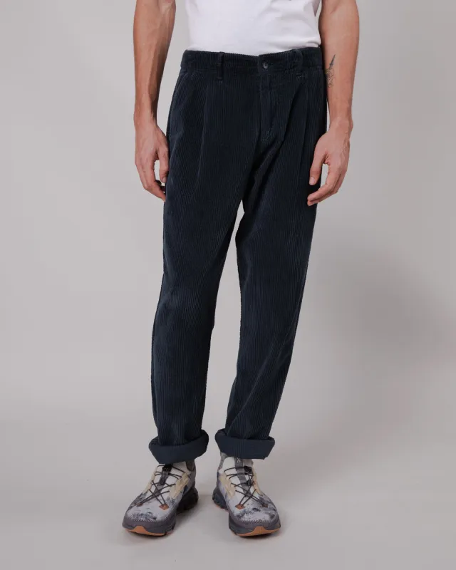Corduroy Pleated Pants Navy sold by Brava Fabrics