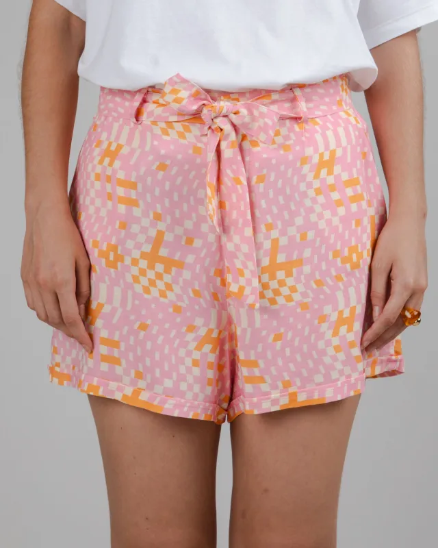 Dizzy Belted Shorts Rose sold by Brava Fabrics