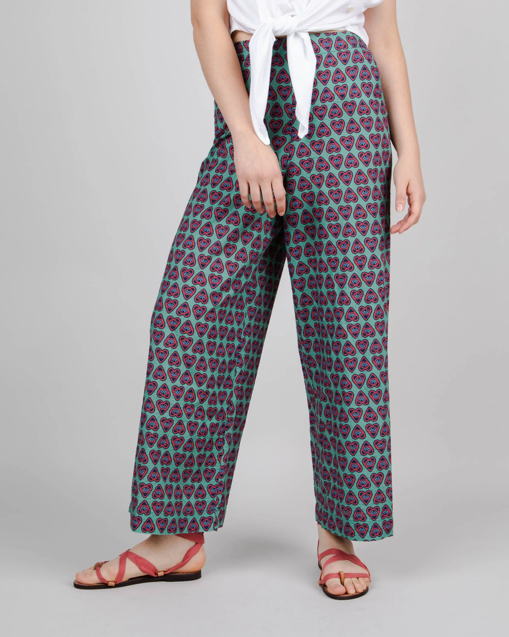 Asis Percales Heart Wide Leg Pant Light Morera sold by Brava Fabrics