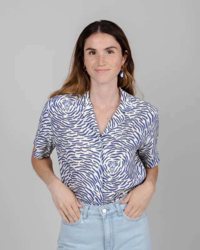 Asis Percales Tiger Aloha Blouse White sold by Brava Fabrics