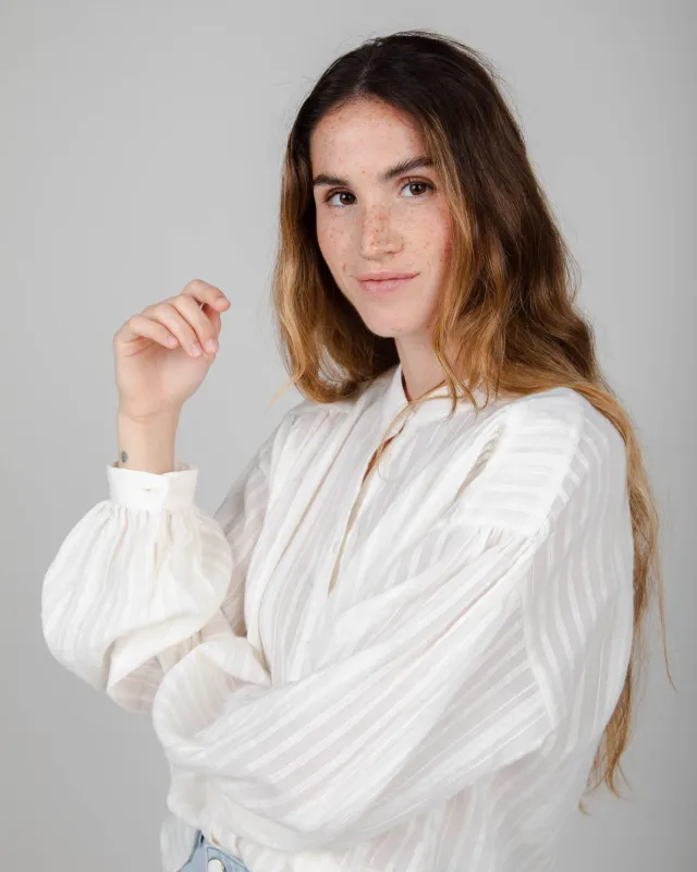 Polka Dot Blouse White sold by Brava Fabrics