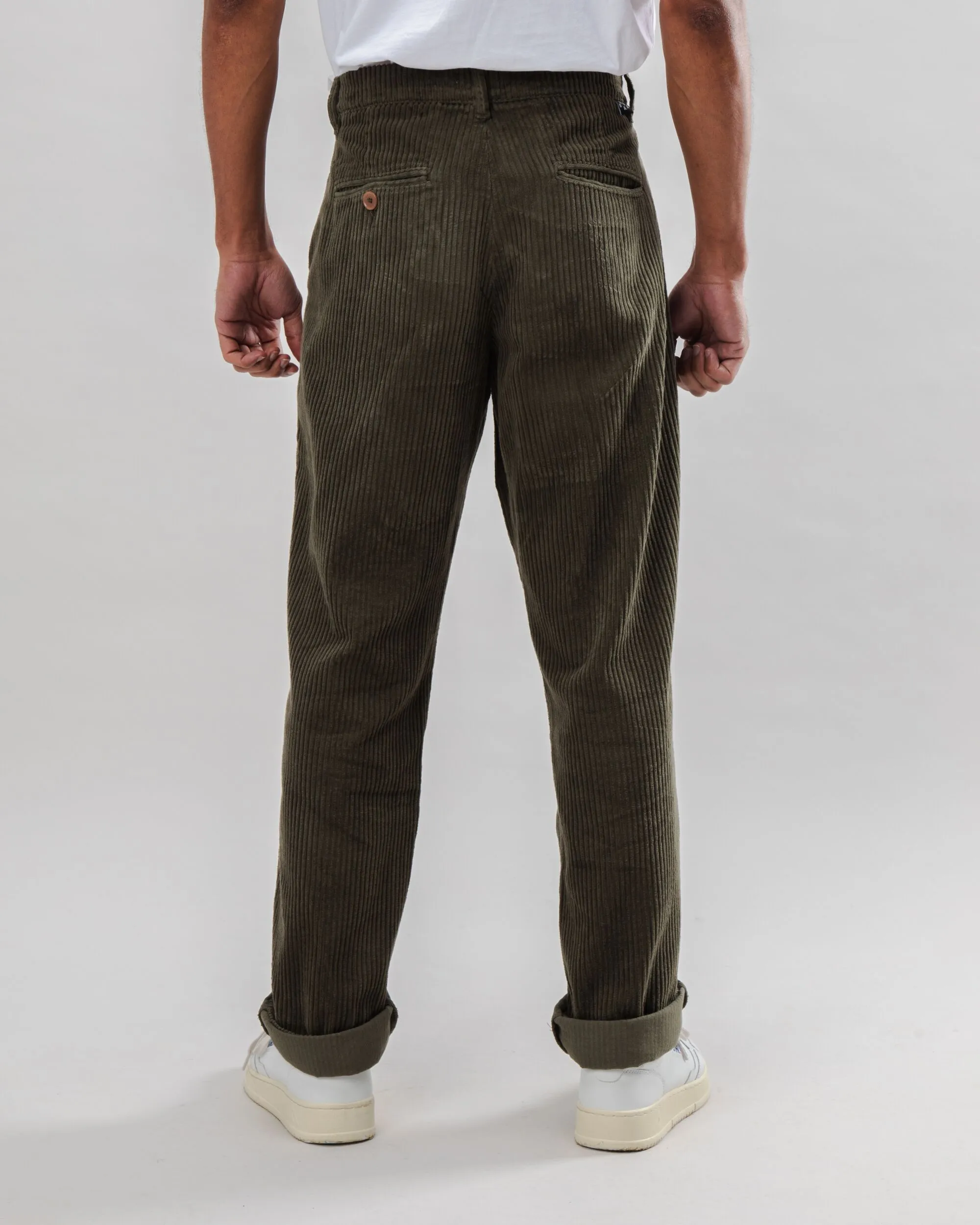 Corduroy Pleated Chino Pants Stone Green sold by Brava Fabrics product image thumbnail 4