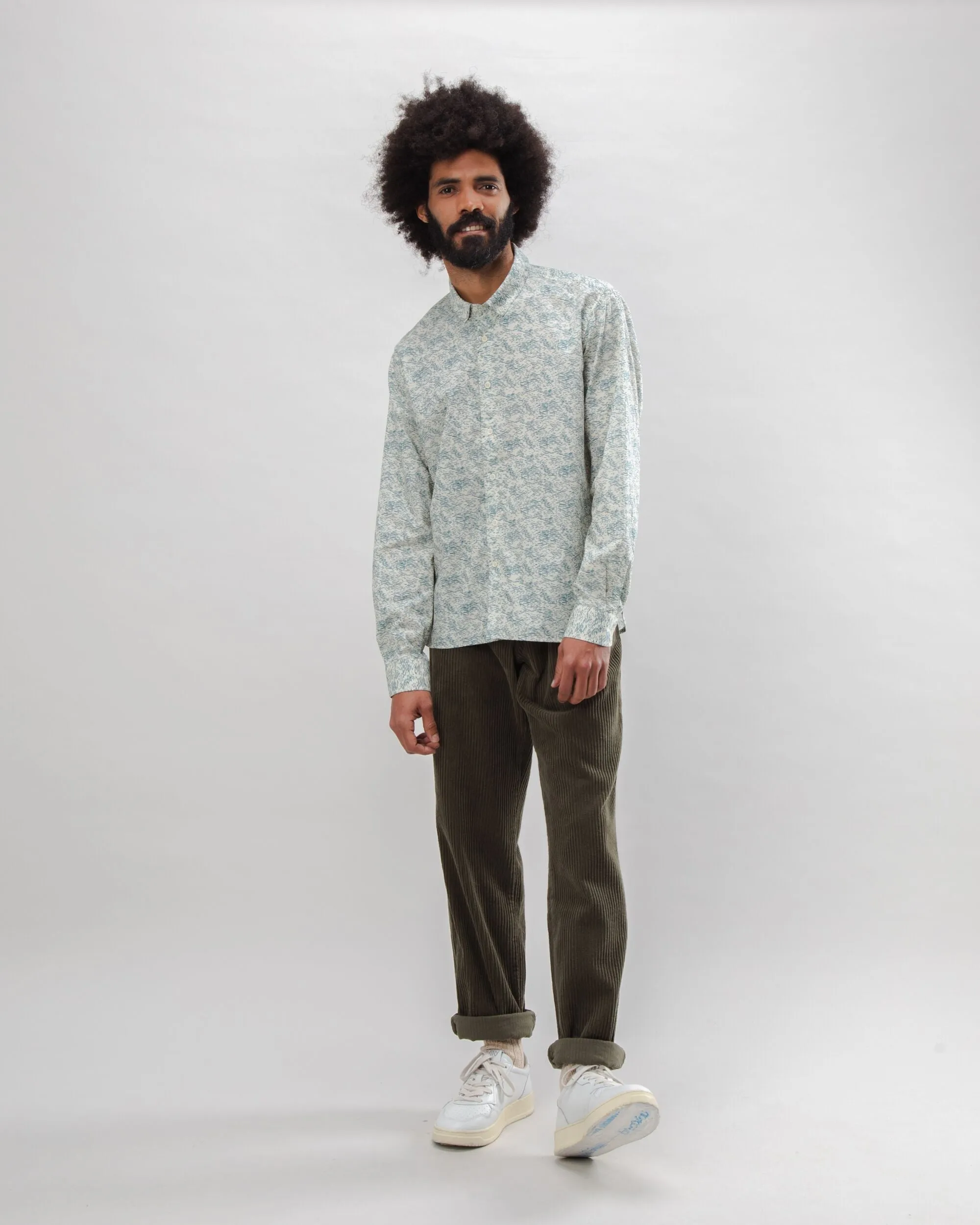 Corduroy Pleated Chino Pants Stone Green sold by Brava Fabrics product image thumbnail 2