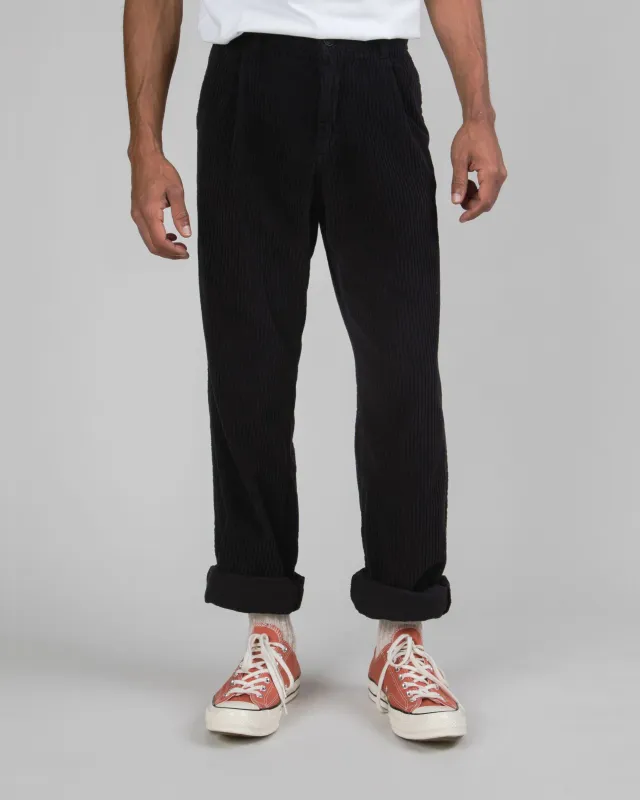 Corduroy Pleated Chino Pants Black sold by Brava Fabrics