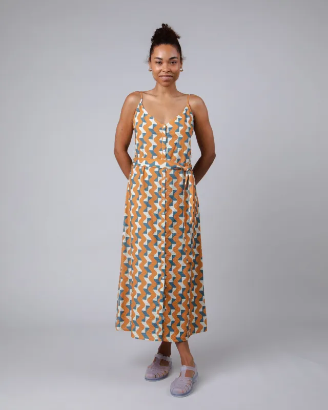 Big Tiles Long Dress Ochre sold by Brava Fabrics