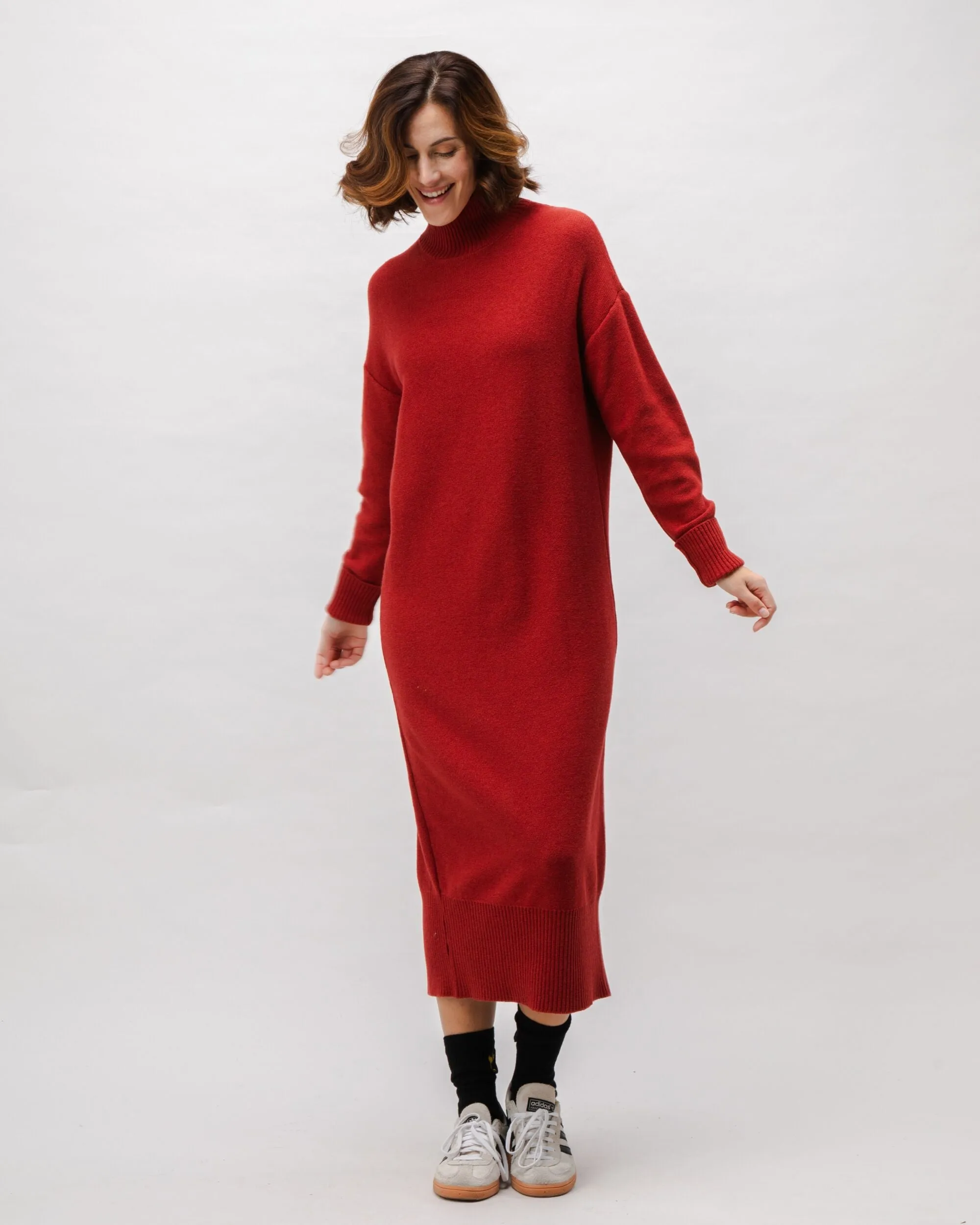 Long Knitted Wool Cashmere Dress Red Clay sold by Brava Fabrics product image thumbnail 3