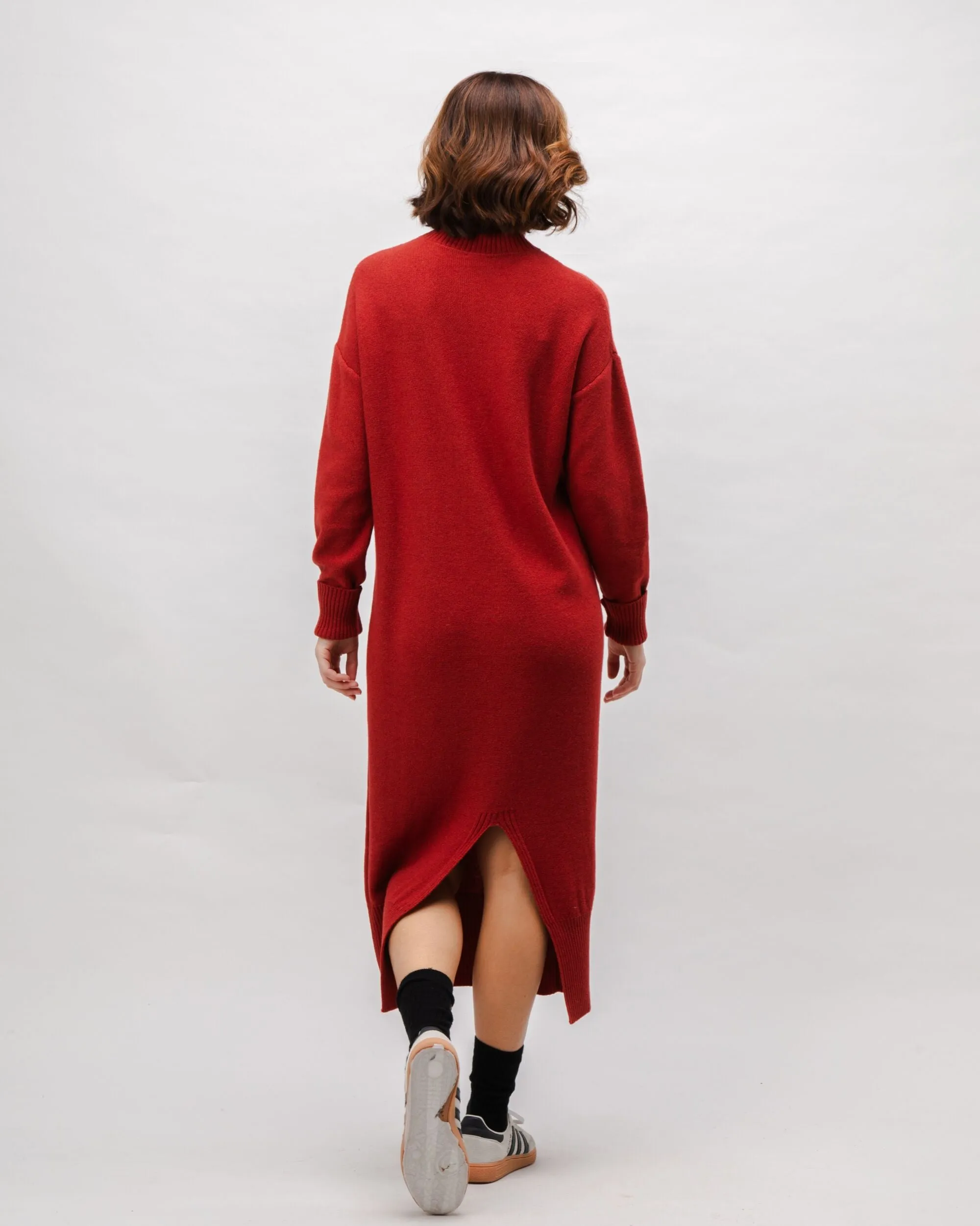 Long Knitted Wool Cashmere Dress Red Clay sold by Brava Fabrics product image thumbnail 5