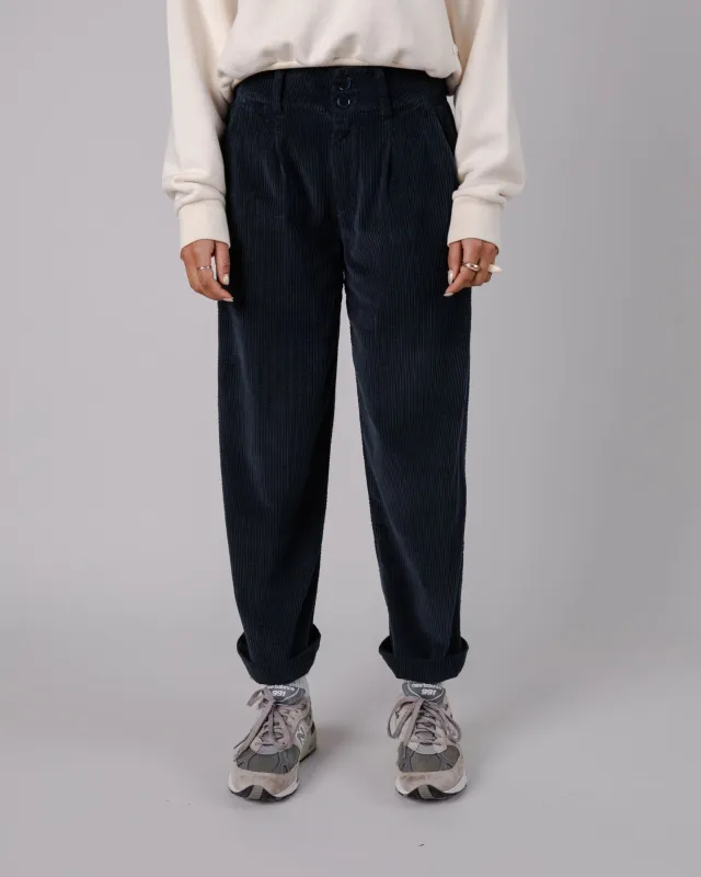 Corduroy Pleated Pants Navy sold by Brava Fabrics