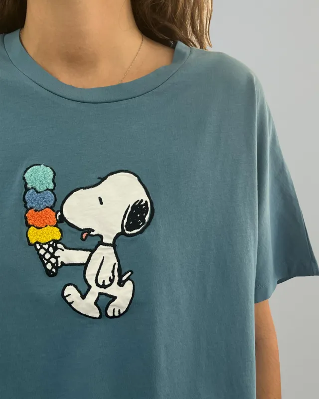 Peanuts Icecream Oversize Tee Blue sold by Brava Fabrics