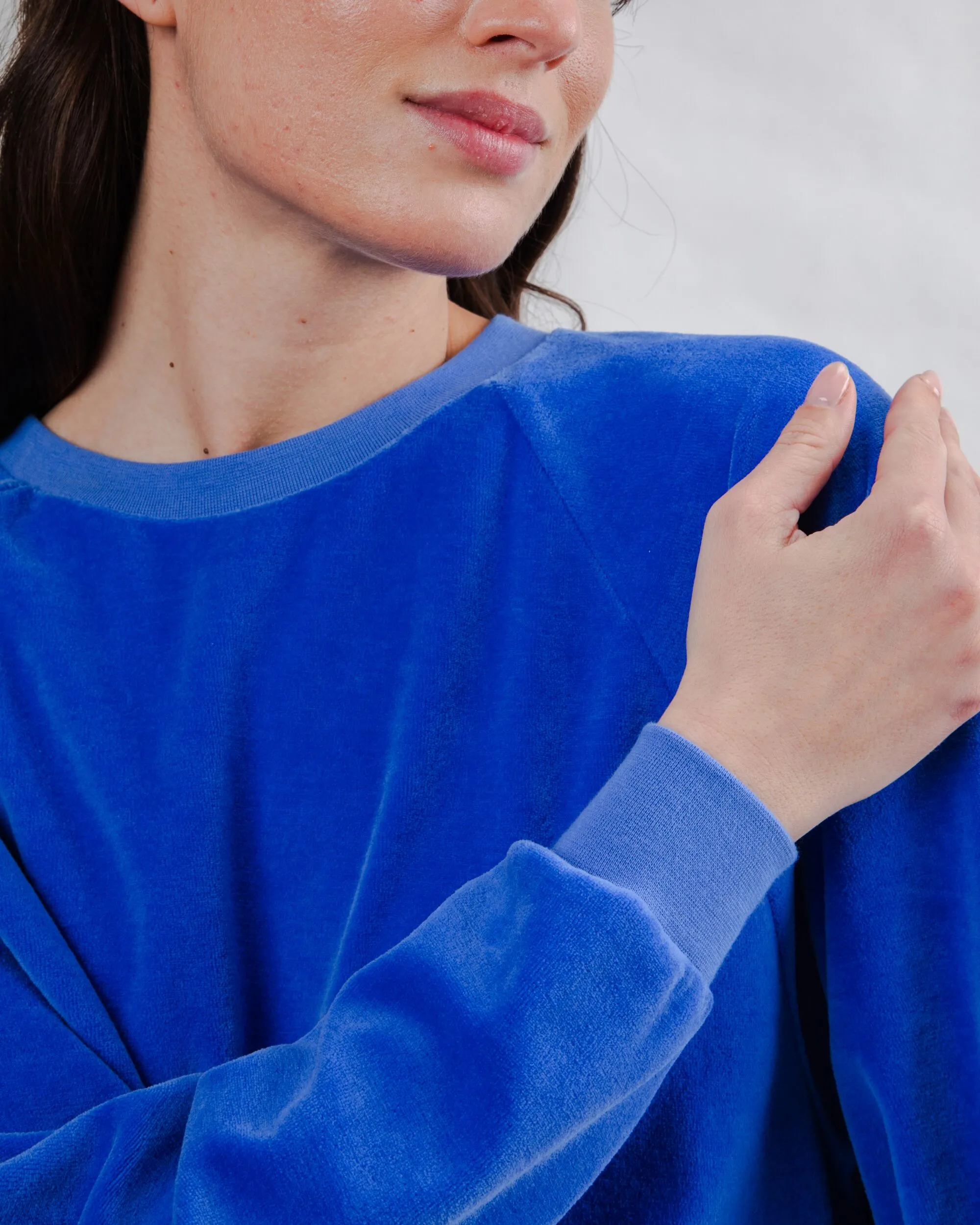 Velvet Raglan Sweatshirt Klein Blue sold by Brava Fabrics product image thumbnail 2