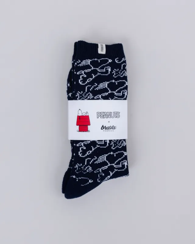 Peanuts Everybody´s in a Hurry Socks Navy sold by Brava Fabrics