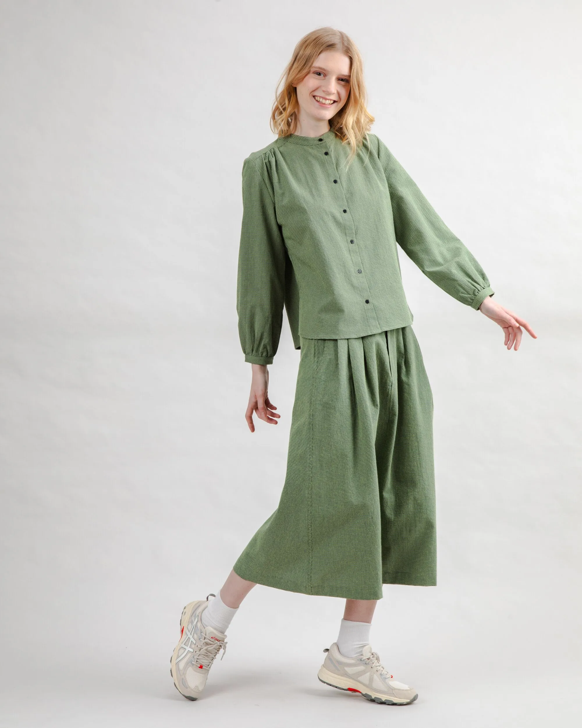 Checks Midi Skirt Olive sold by Brava Fabrics product image thumbnail 3