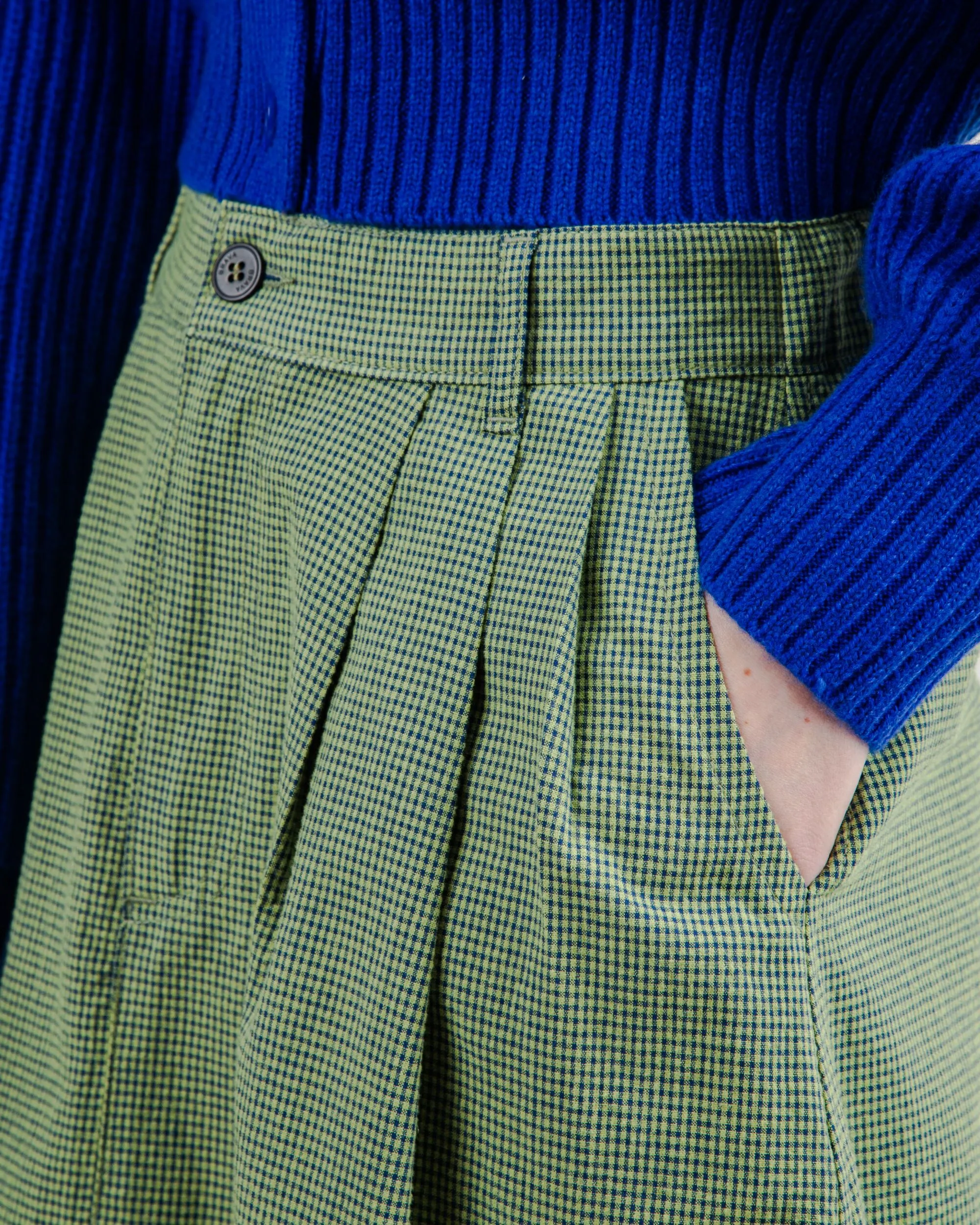Checks Midi Skirt Olive sold by Brava Fabrics product image thumbnail 2