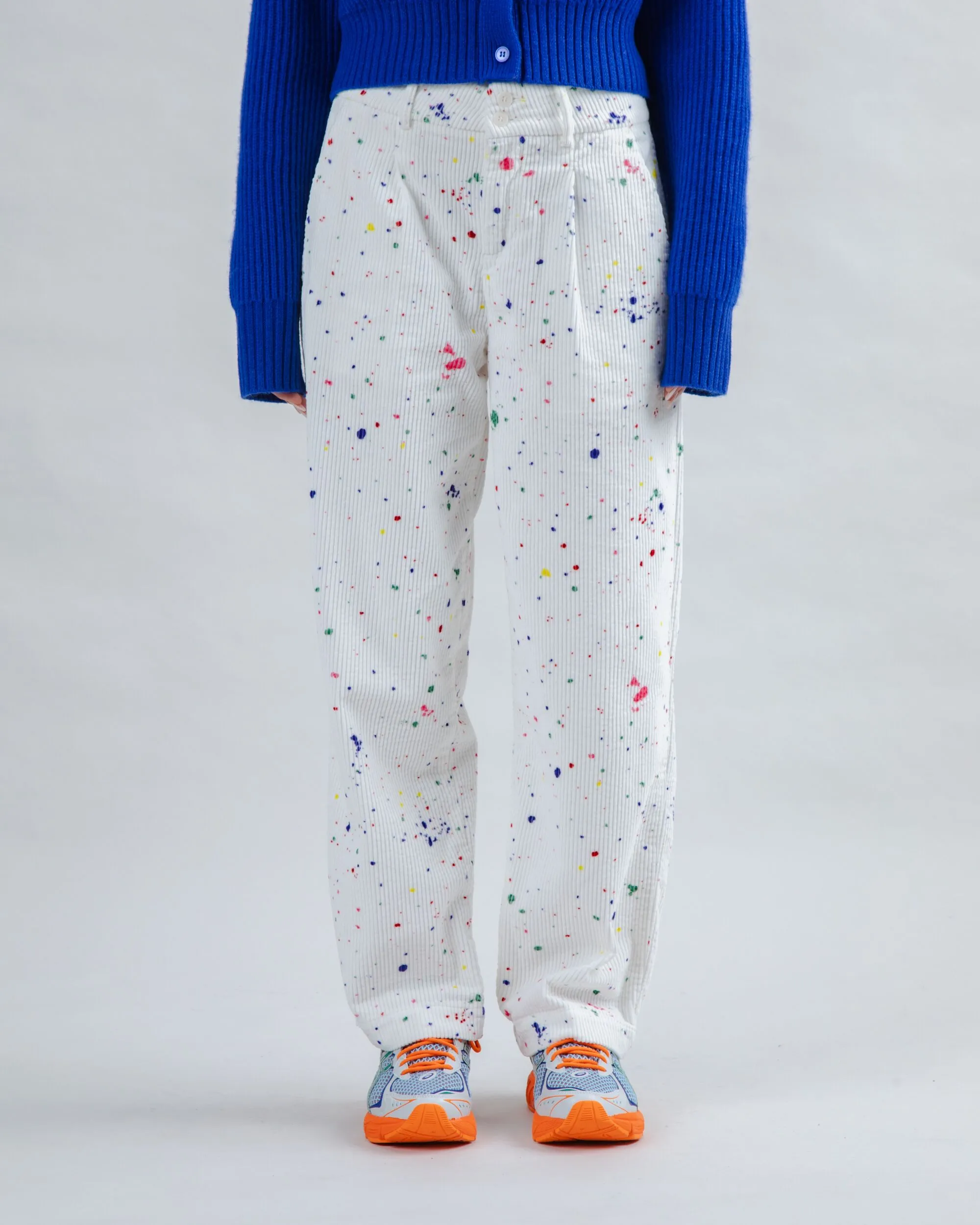 Splash Paint Corduroy Pleated Pants sold by Brava Fabrics