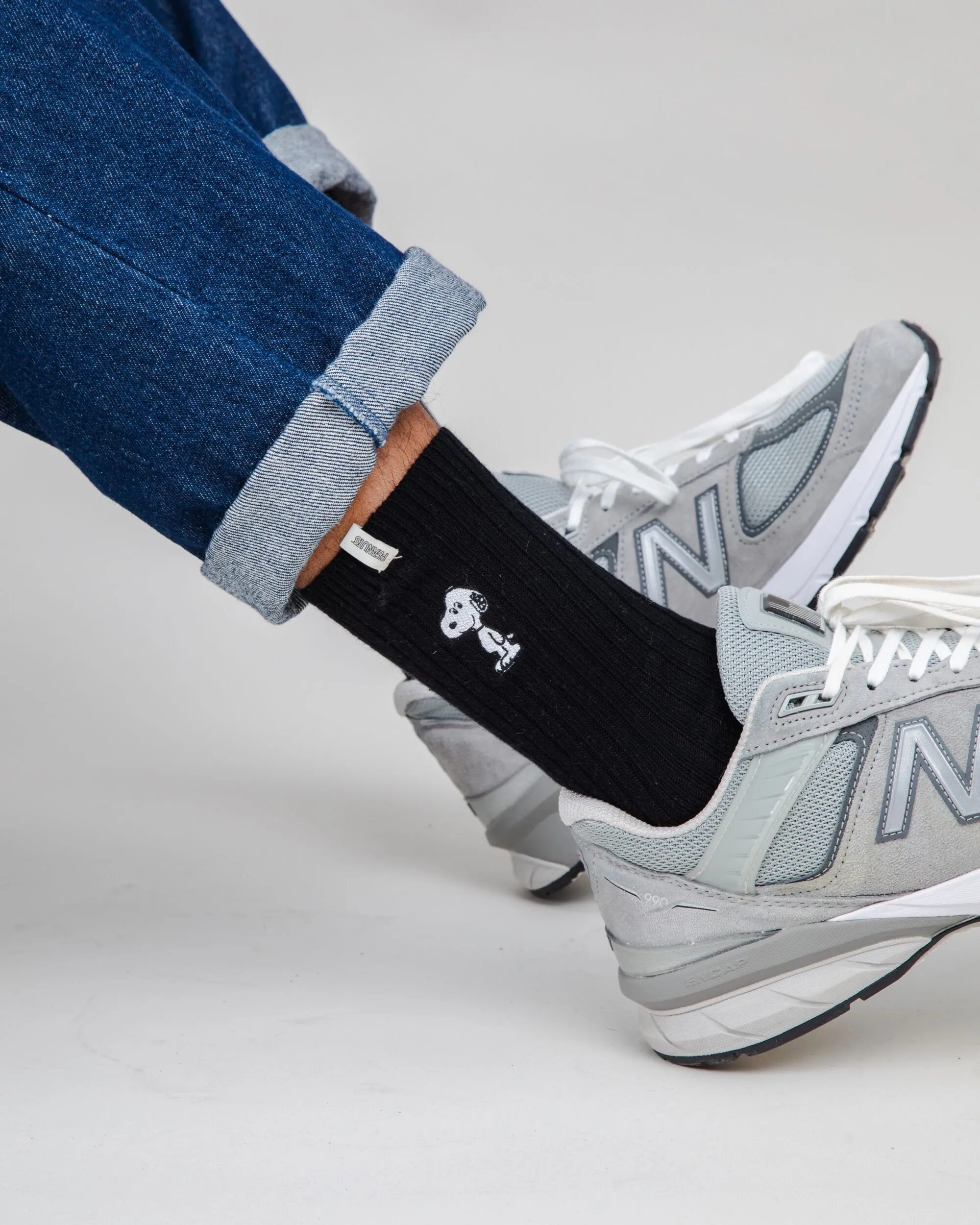 Peanuts Snoopy Ribbed Socks Black sold by Brava Fabrics