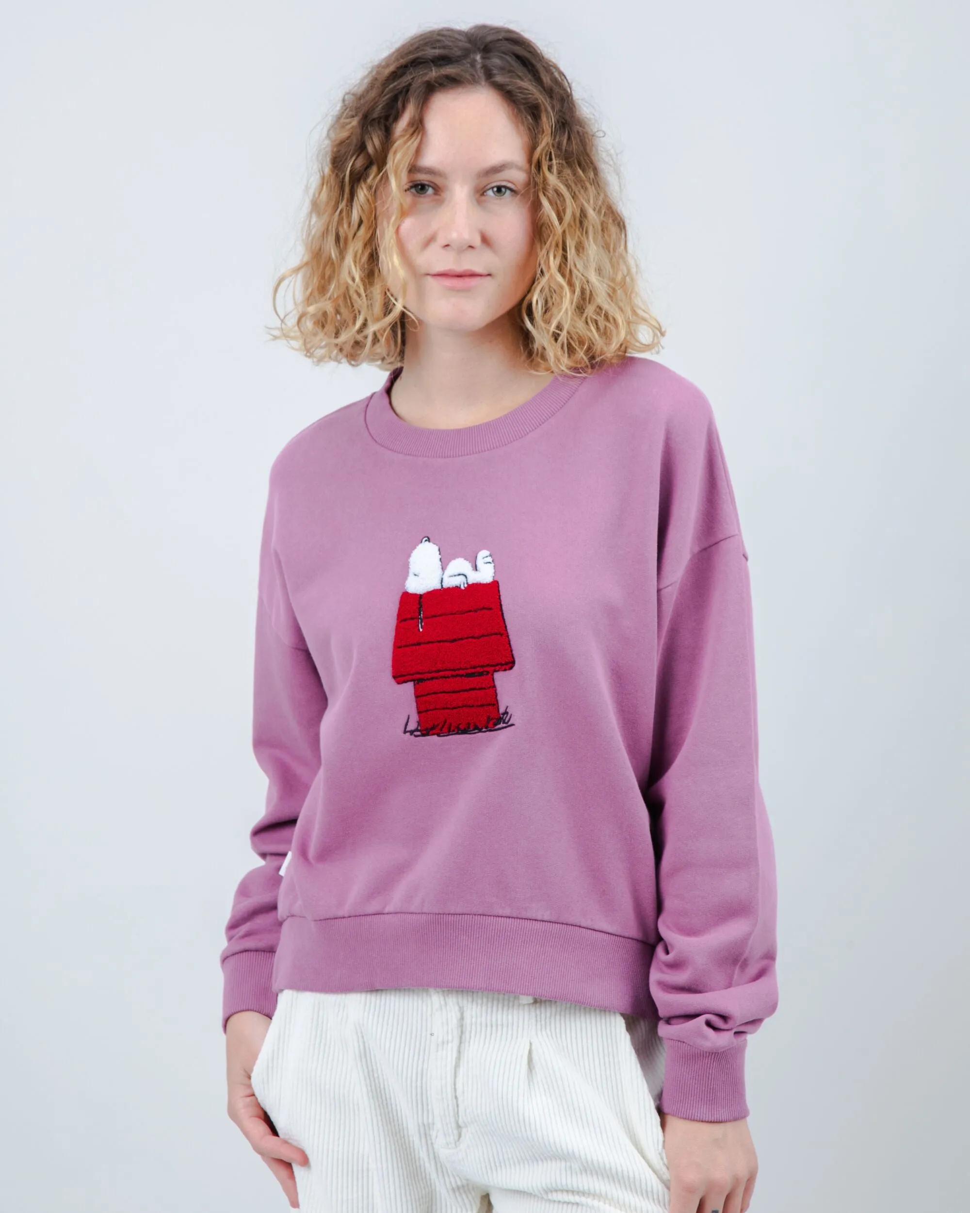 Peanuts Snoopy Doghouse Rounded Cotton Sweatshirt Grape sold by Brava Fabrics product image thumbnail 2