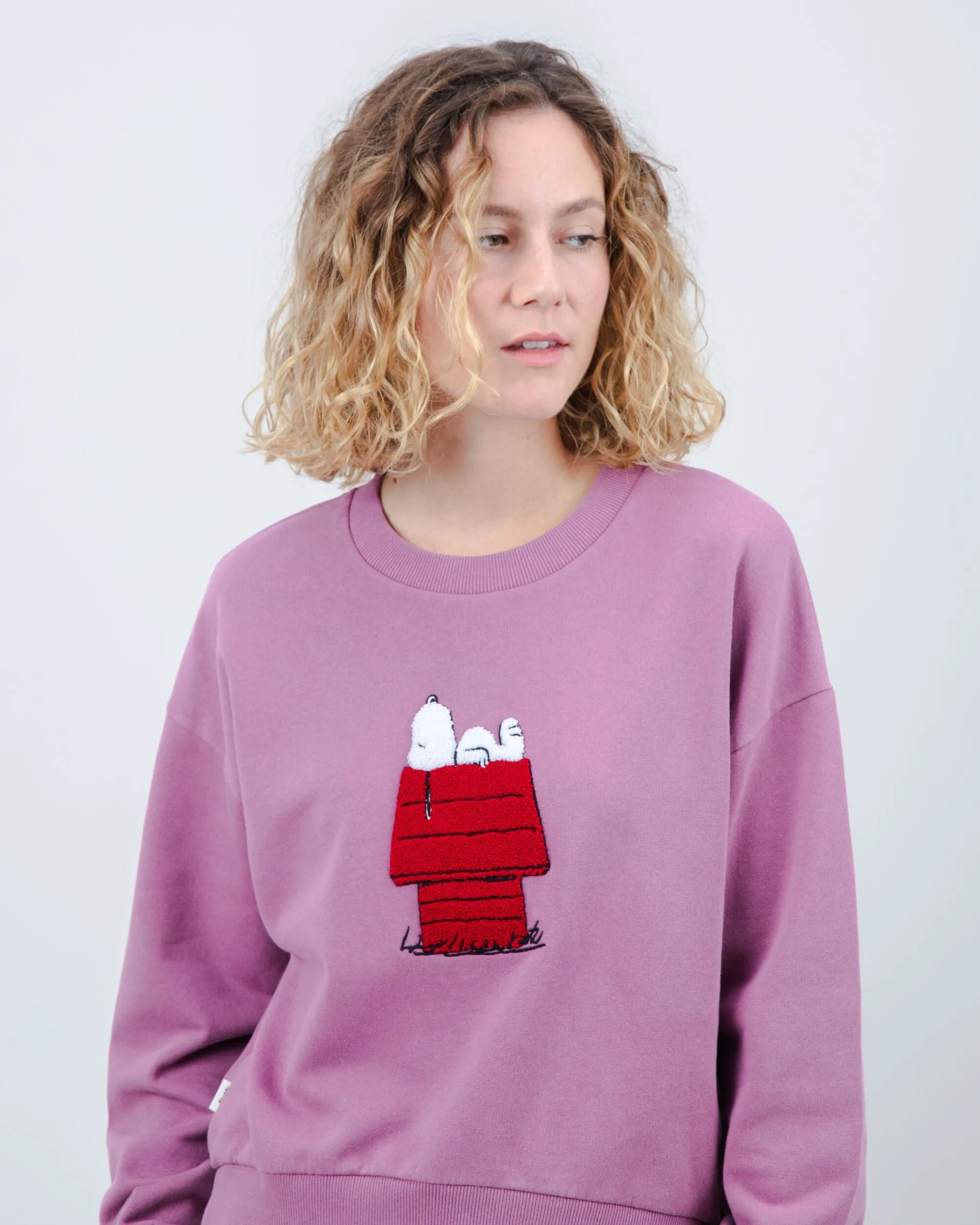 Peanuts Snoopy Doghouse Rounded Cotton Sweatshirt Grape sold by Brava Fabrics product image thumbnail 3