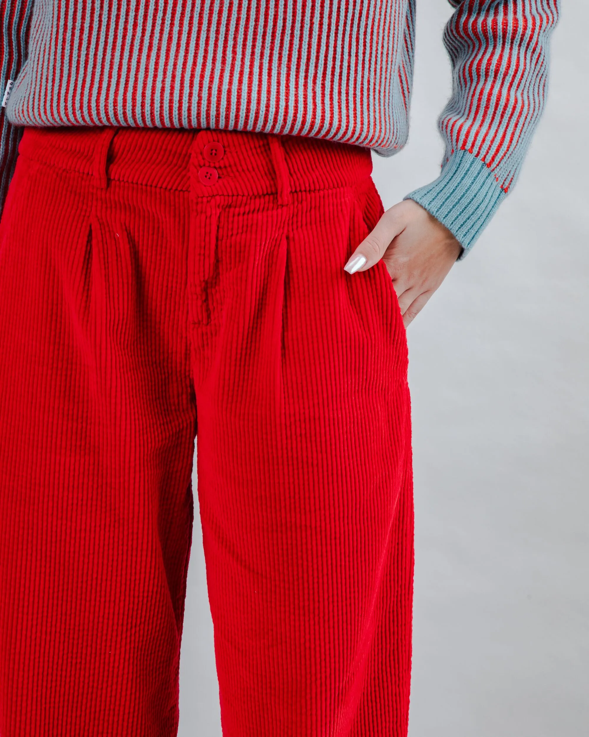 Corduroy Pleated Pants Red sold by Brava Fabrics product image thumbnail 4