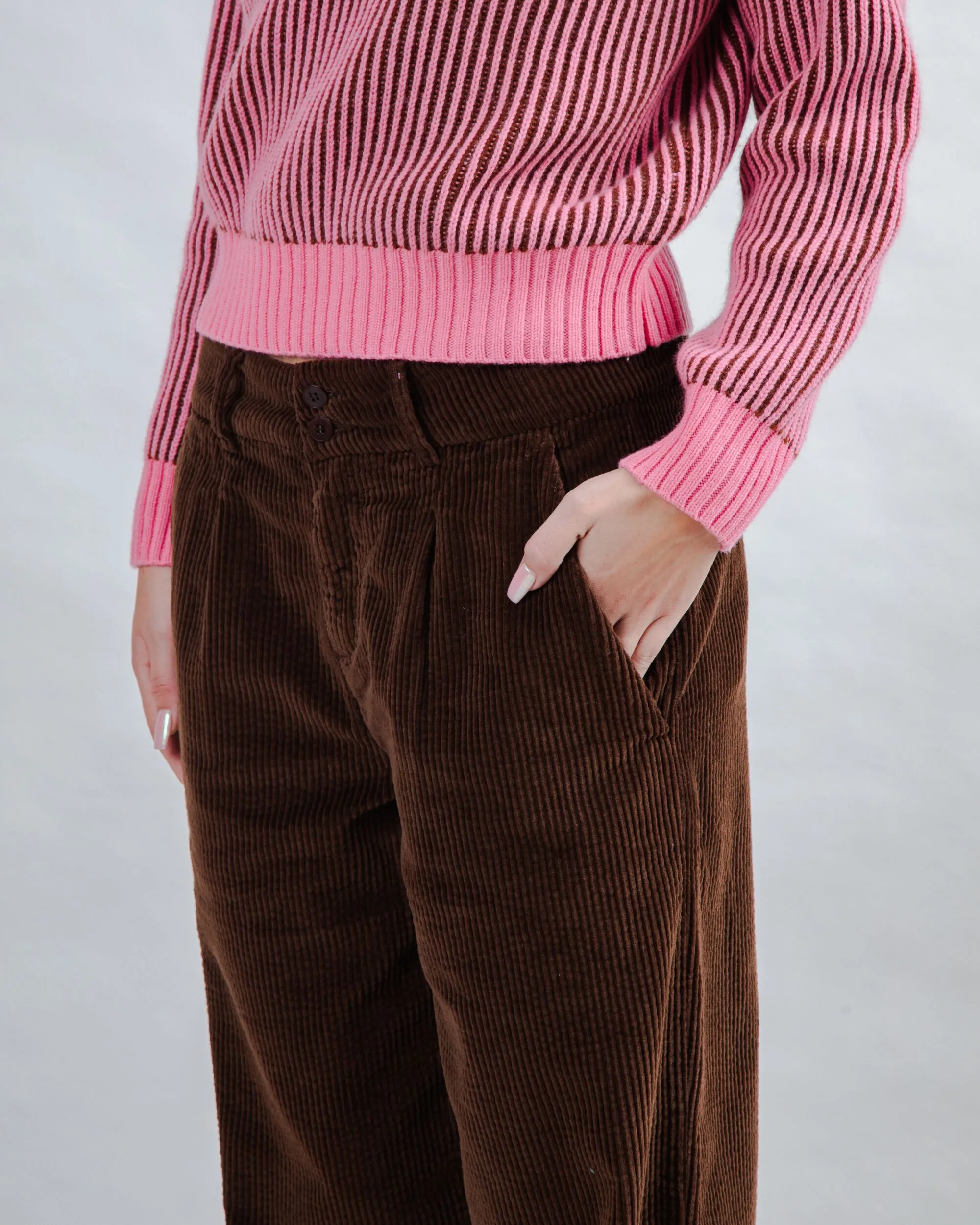 Corduroy Pleated Pants Chocolate sold by Brava Fabrics product image thumbnail 4