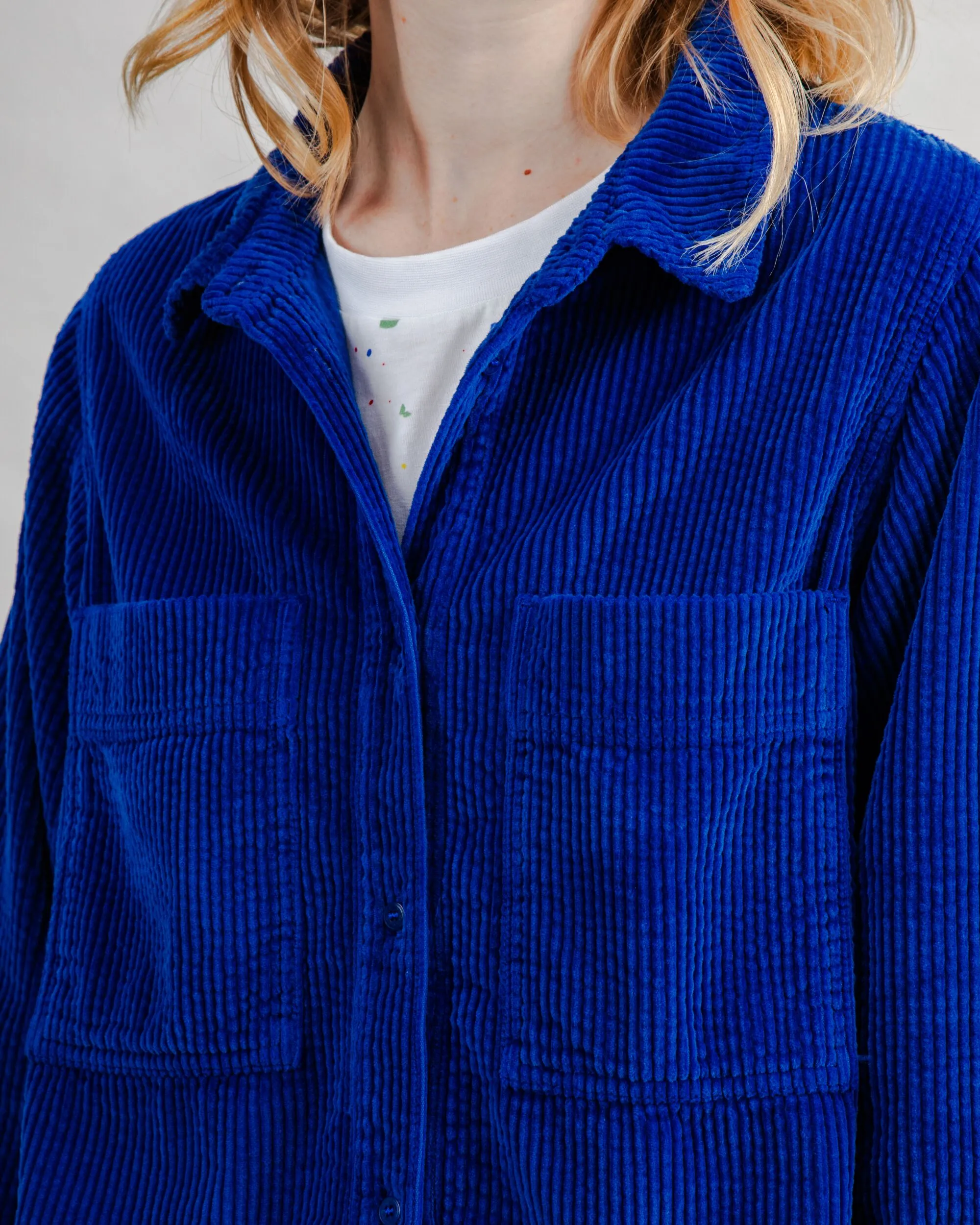 Corduroy Boxy Shirt Blue sold by Brava Fabrics