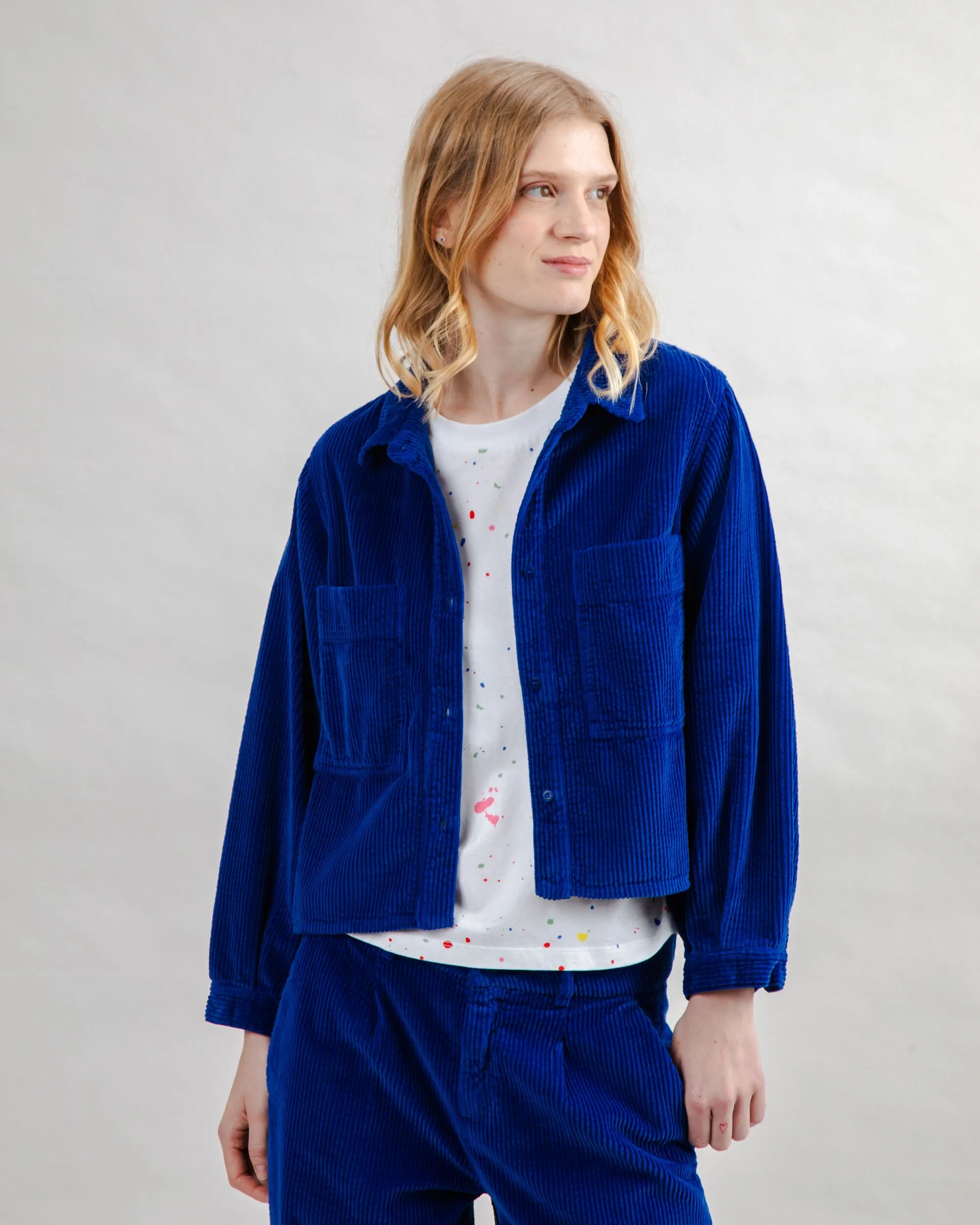 Corduroy Boxy Shirt Blue sold by Brava Fabrics product image thumbnail 2