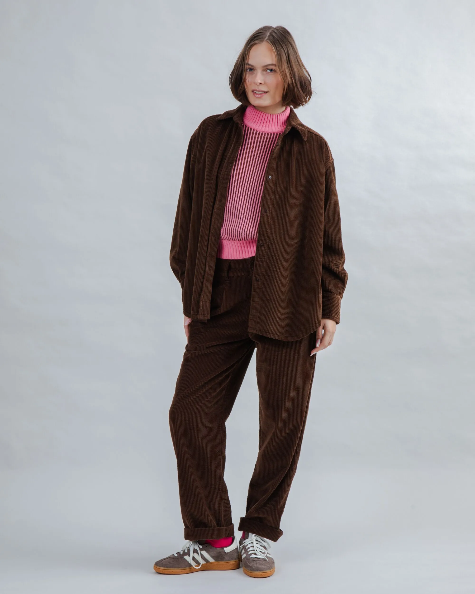 Corduroy Long Overshirt Chocolate sold by Brava Fabrics product image thumbnail 3