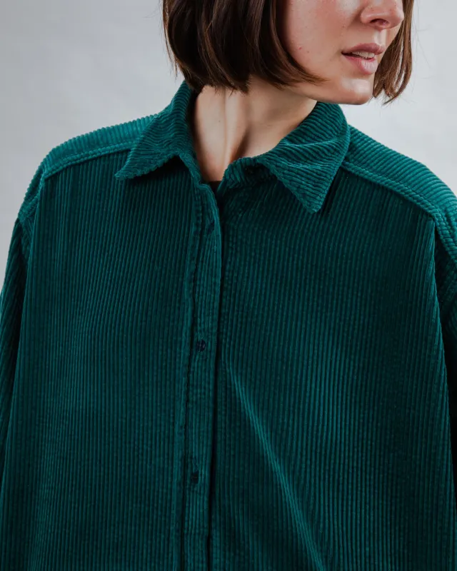 Corduroy Long Overshirt Green sold by Brava Fabrics