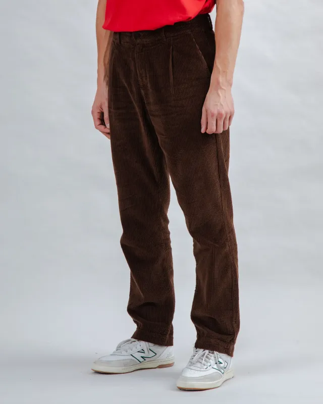 Corduroy Pleated Chino Pants Chocolate sold by Brava Fabrics