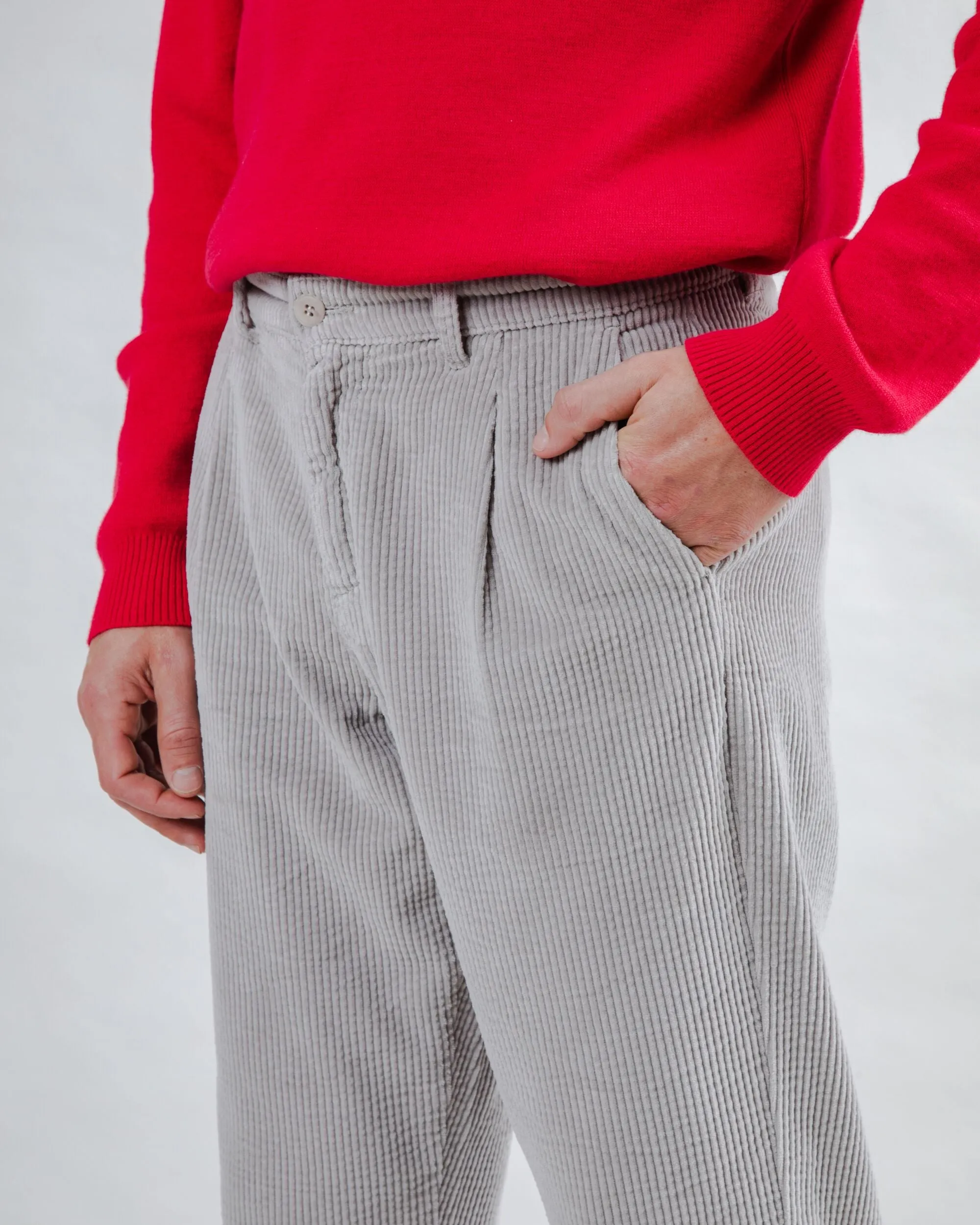 Corduroy Pleated Chino Pants Grey sold by Brava Fabrics product image thumbnail 2